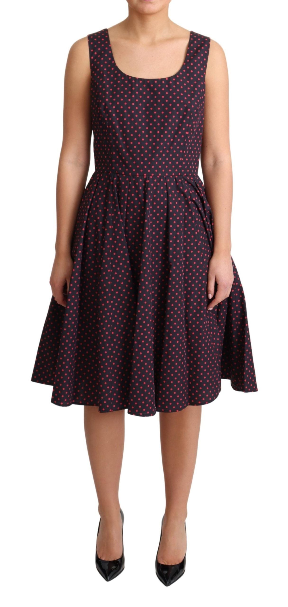 Dolce & Gabbana Chic Polka Dotted A-Line Sleeveless Women's Dress