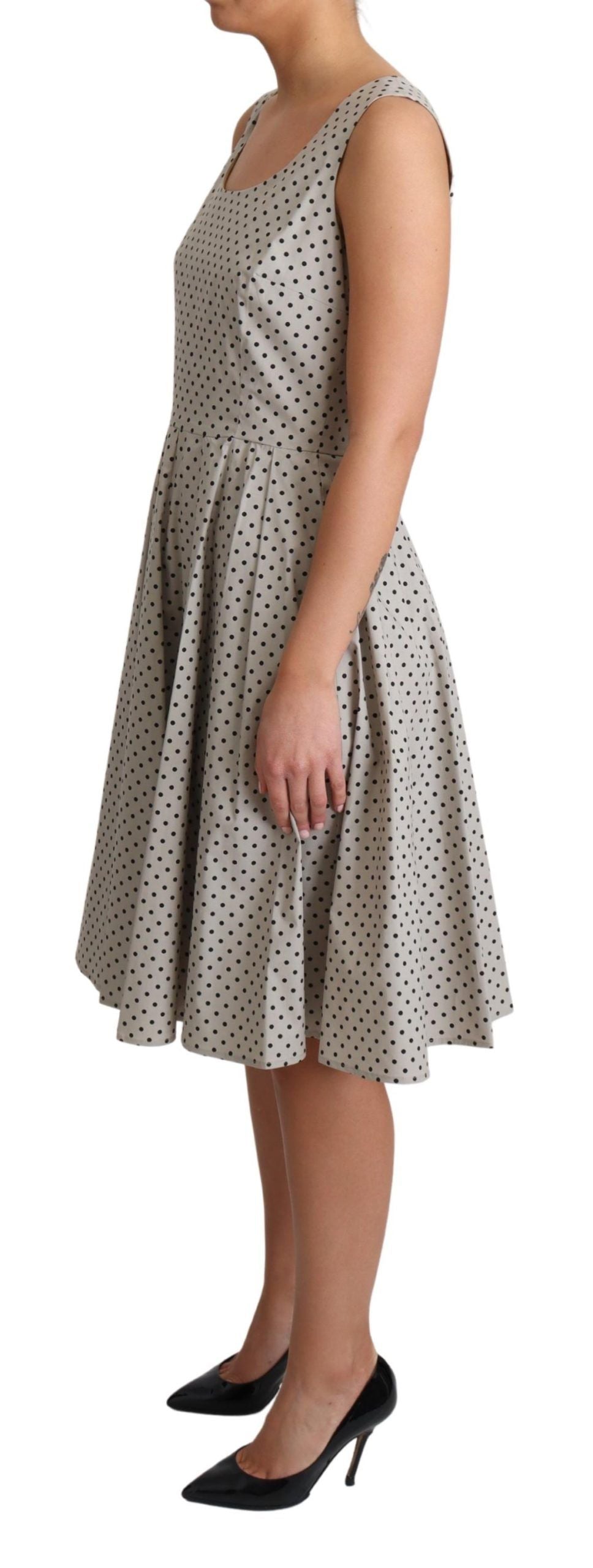 Dolce & Gabbana Beige Polka Dotted Cotton A-Line Women's Dress