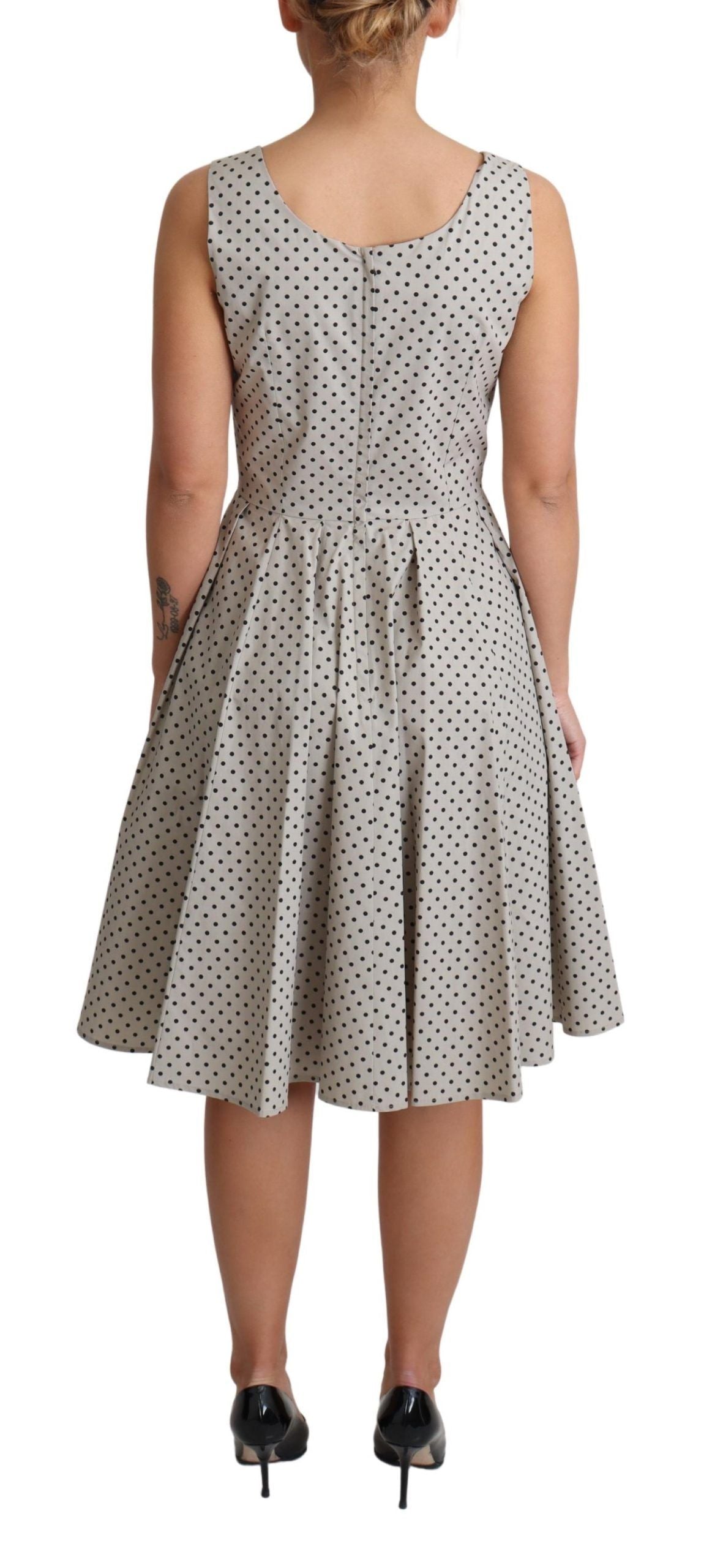 Dolce & Gabbana Beige Polka Dotted Cotton A-Line Women's Dress