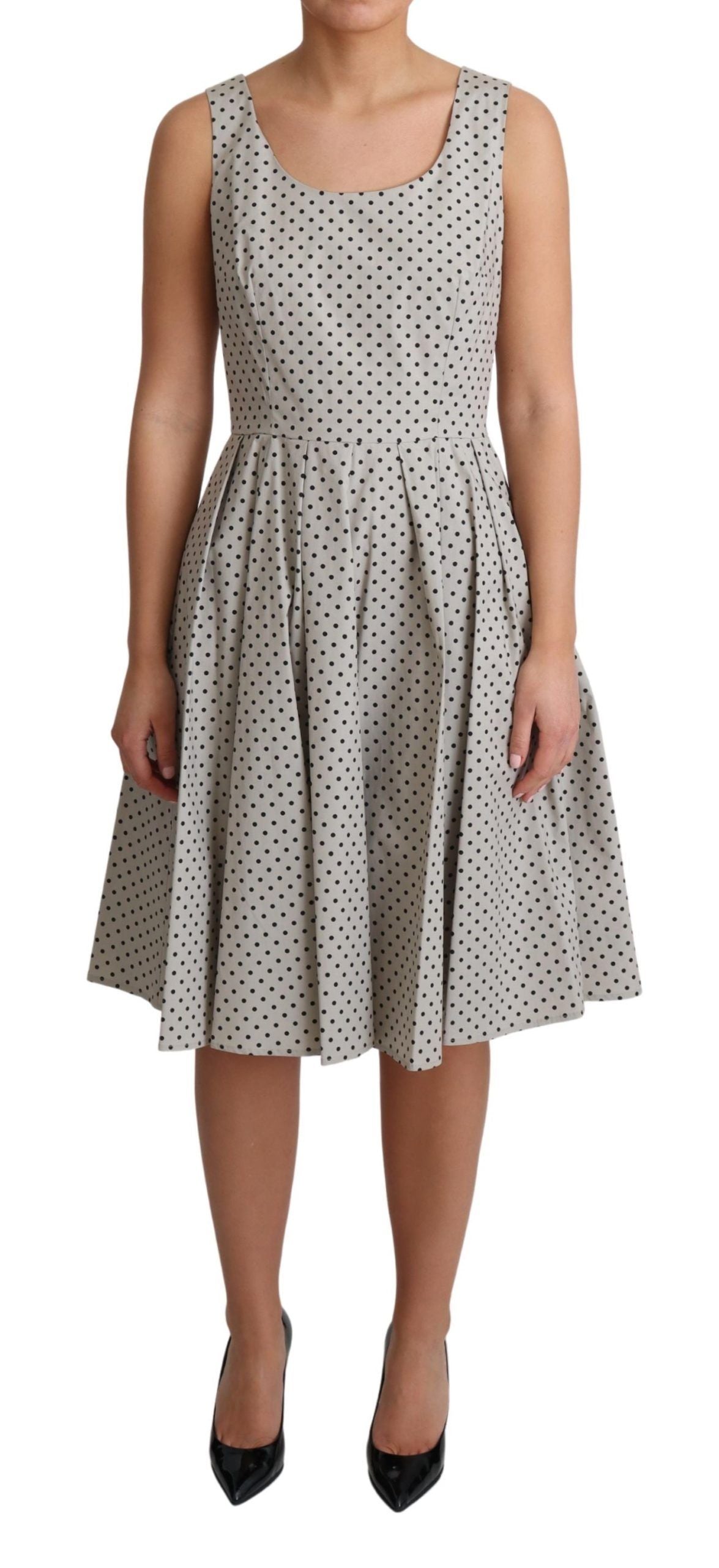 Dolce & Gabbana Beige Polka Dotted Cotton A-Line Women's Dress