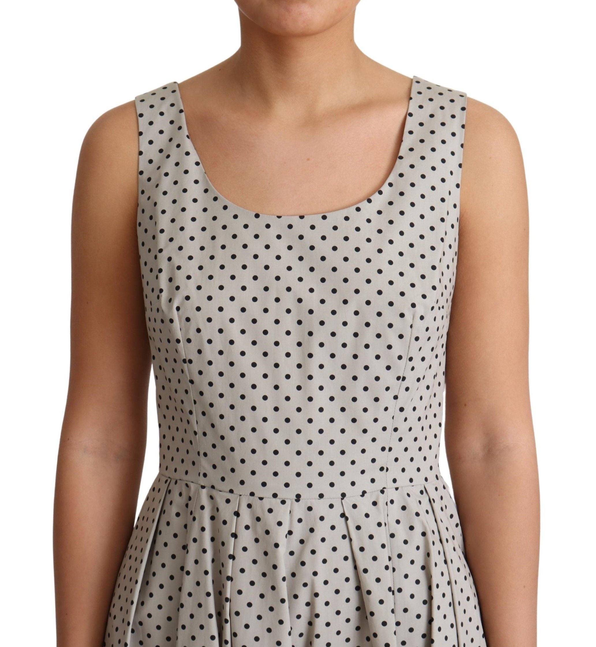 Dolce & Gabbana Polka-Dotted Beige Sleeveless A-line Women's Dress