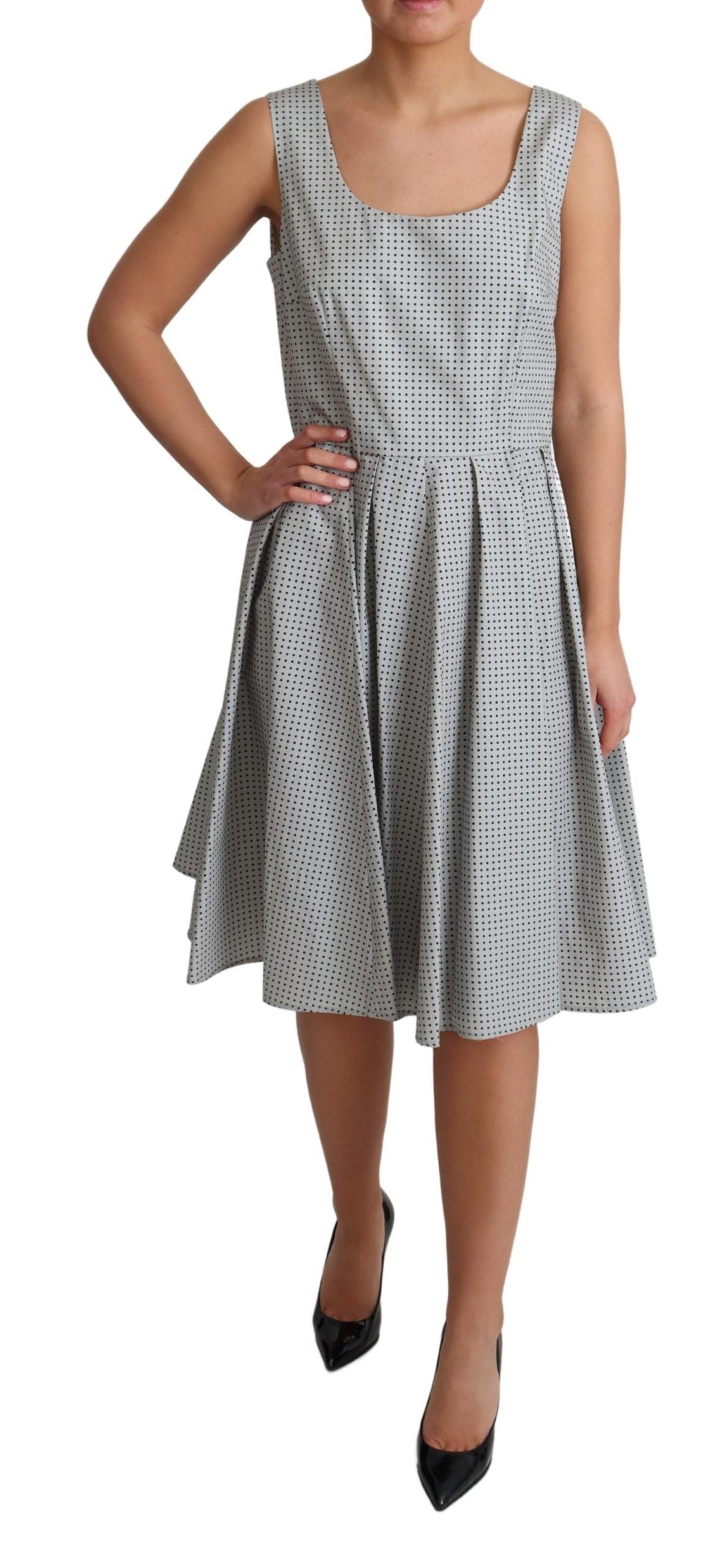 Dolce & Gabbana Gray Polka Dotted Cotton A-Line Women's Dress