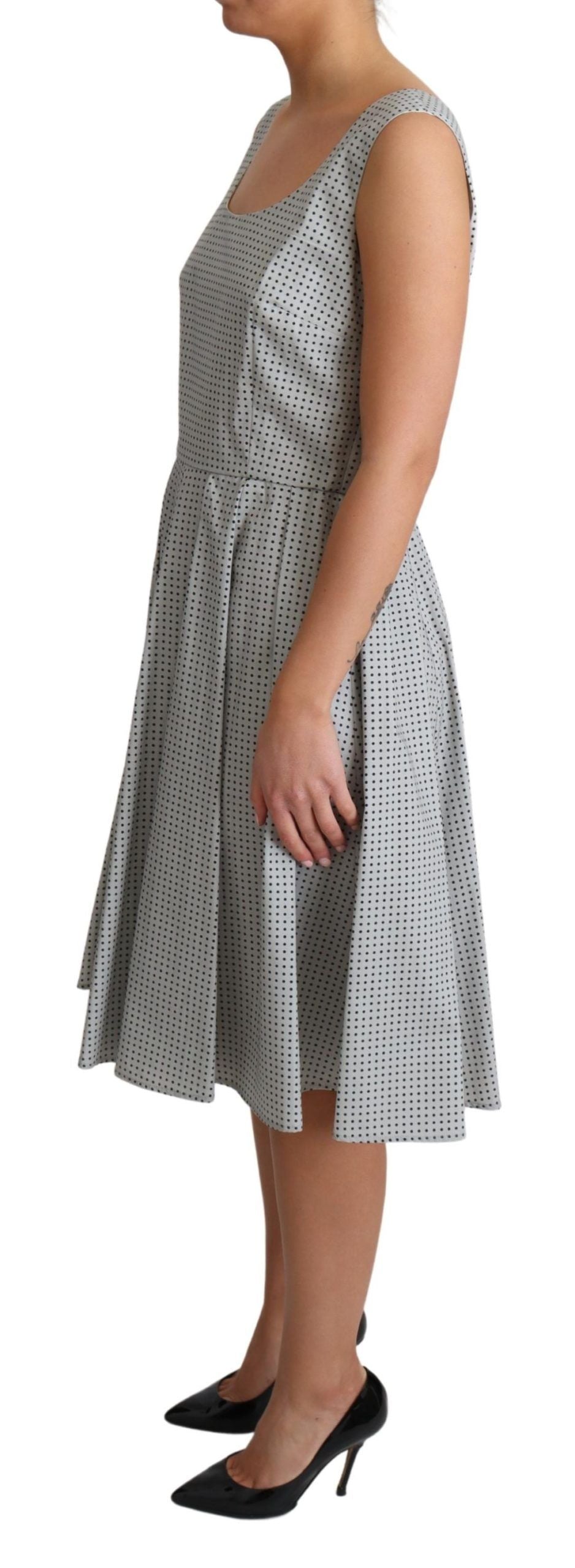Dolce & Gabbana Gray Polka Dotted Cotton A-Line Women's Dress