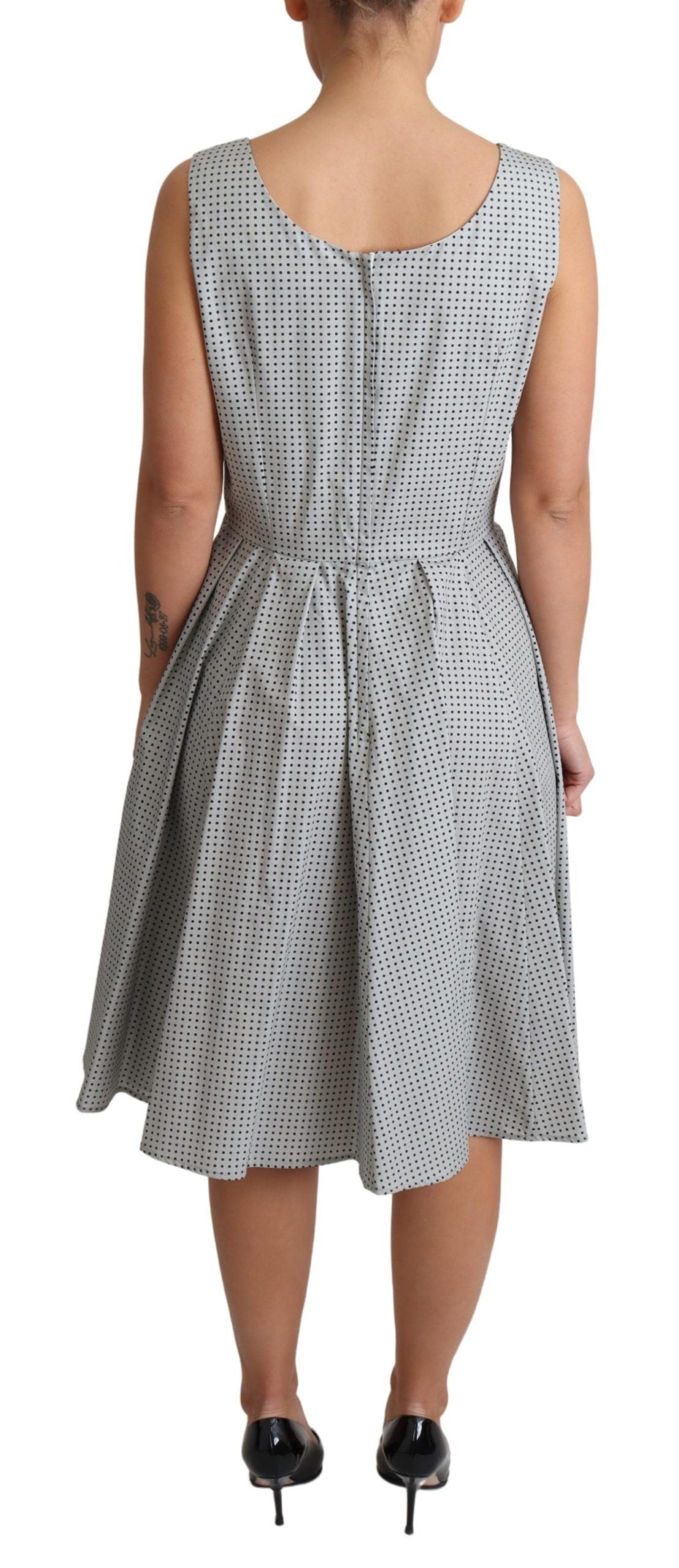 Dolce & Gabbana Gray Polka Dotted Cotton A-Line Women's Dress