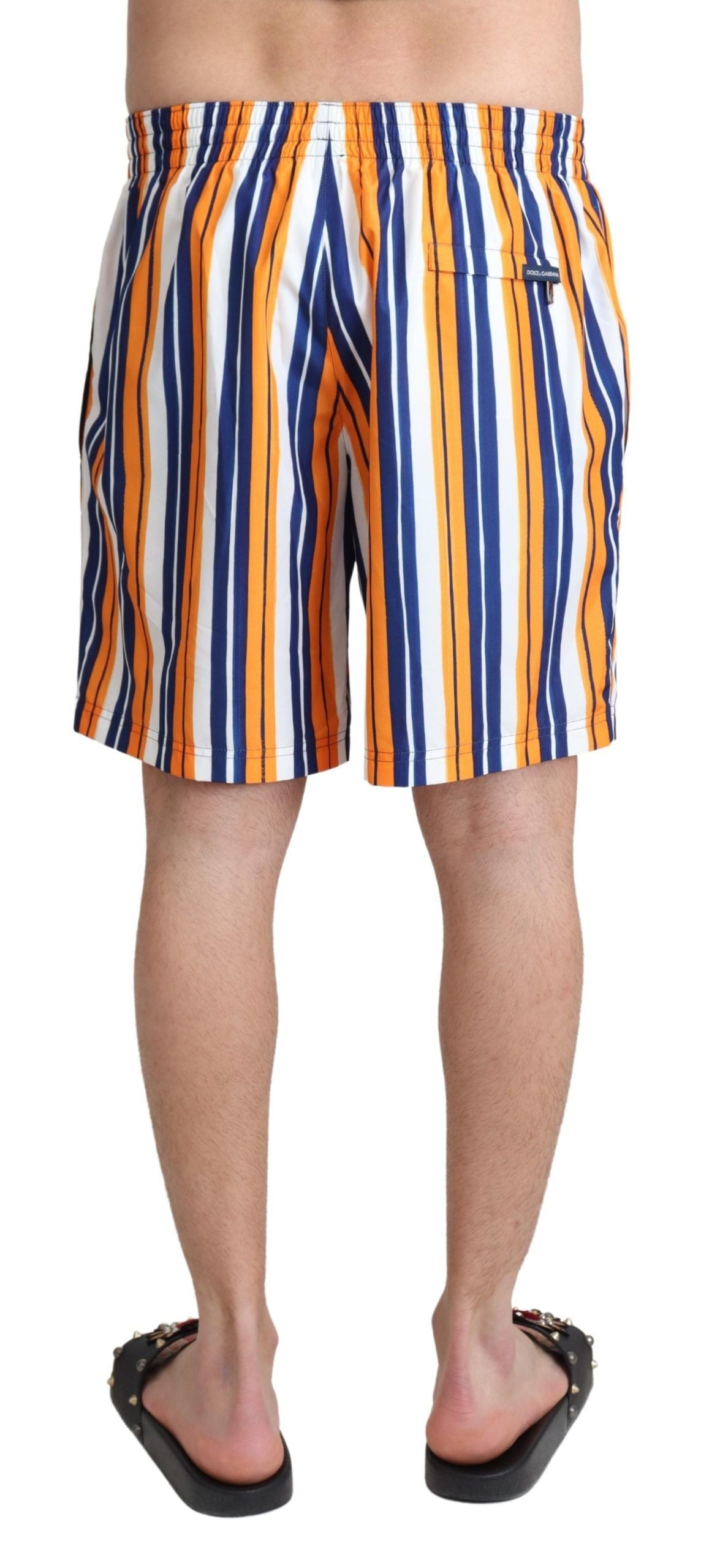 Dolce & Gabbana Multicolor Striped Beachwear Men's Swimshorts