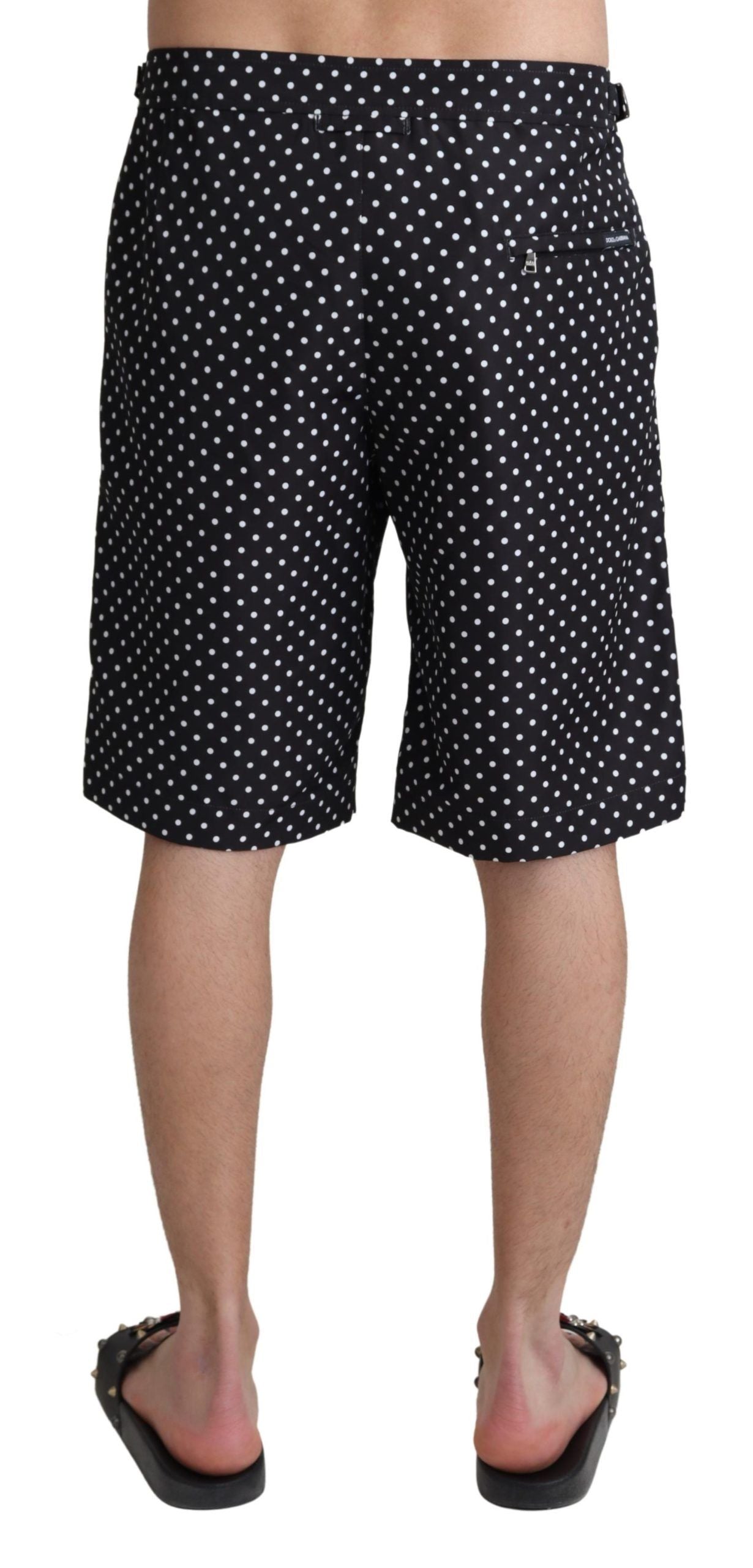 Dolce & Gabbana Black Polka Dots Beachwear Shorts Men's Swimwear