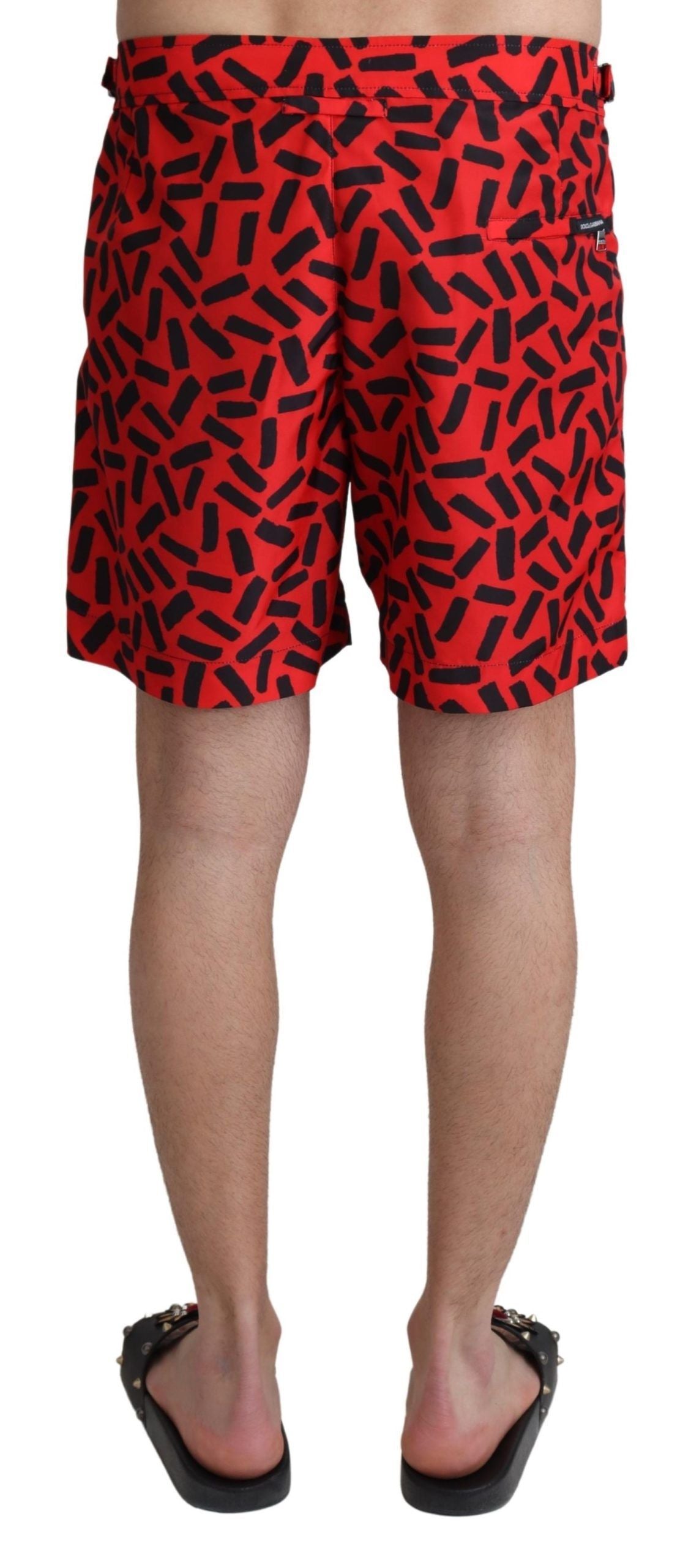 Dolce & Gabbana Red Patterned Beachwear Shorts Men's Swimwear