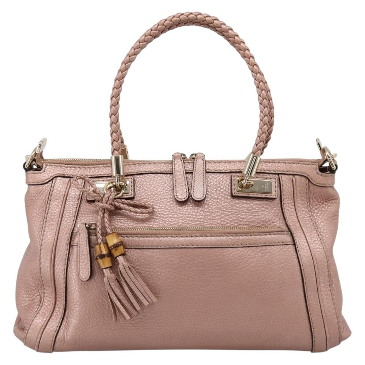 Gucci Bella Convertible Top Handle Leather Pink Leather Handbag (Pre-Owned)