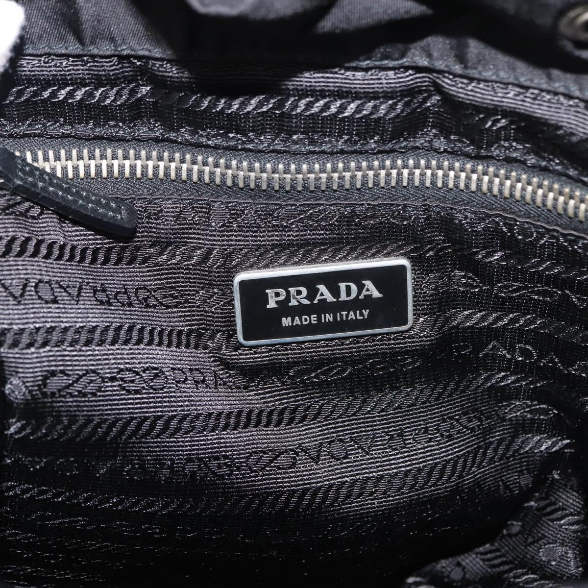 Prada Double Pocket Drawstring Tessuto Black Nylon Shoulder Bag Bag (Pre-Owned)