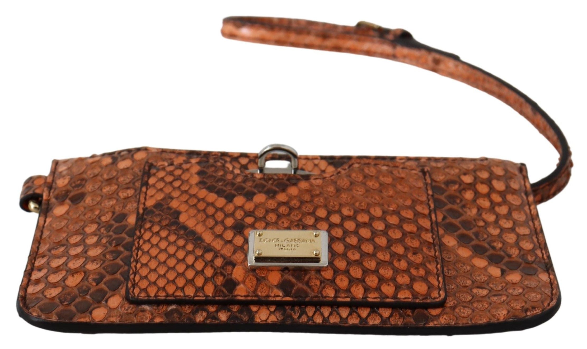 Dolce & Gabbana Brown Leather Coin Purse Wristlet Mirror AGNESE Women's Wallet