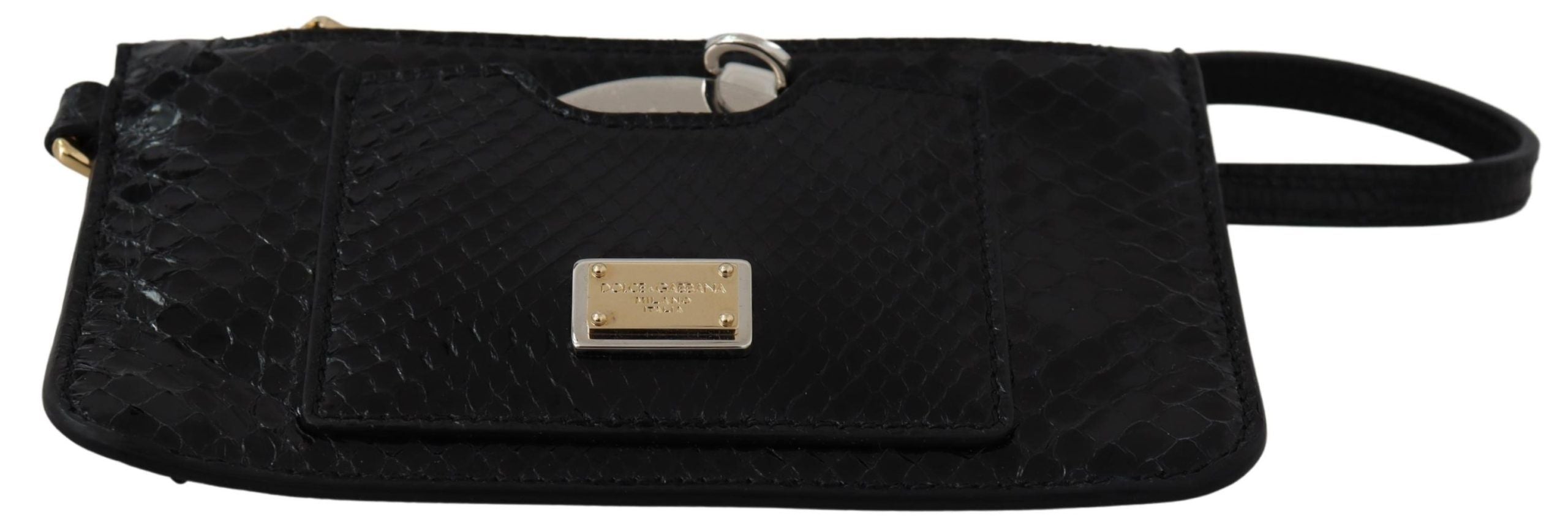 Dolce & Gabbana Elegant Python Pattern Leather Wristlet Women's Wallet