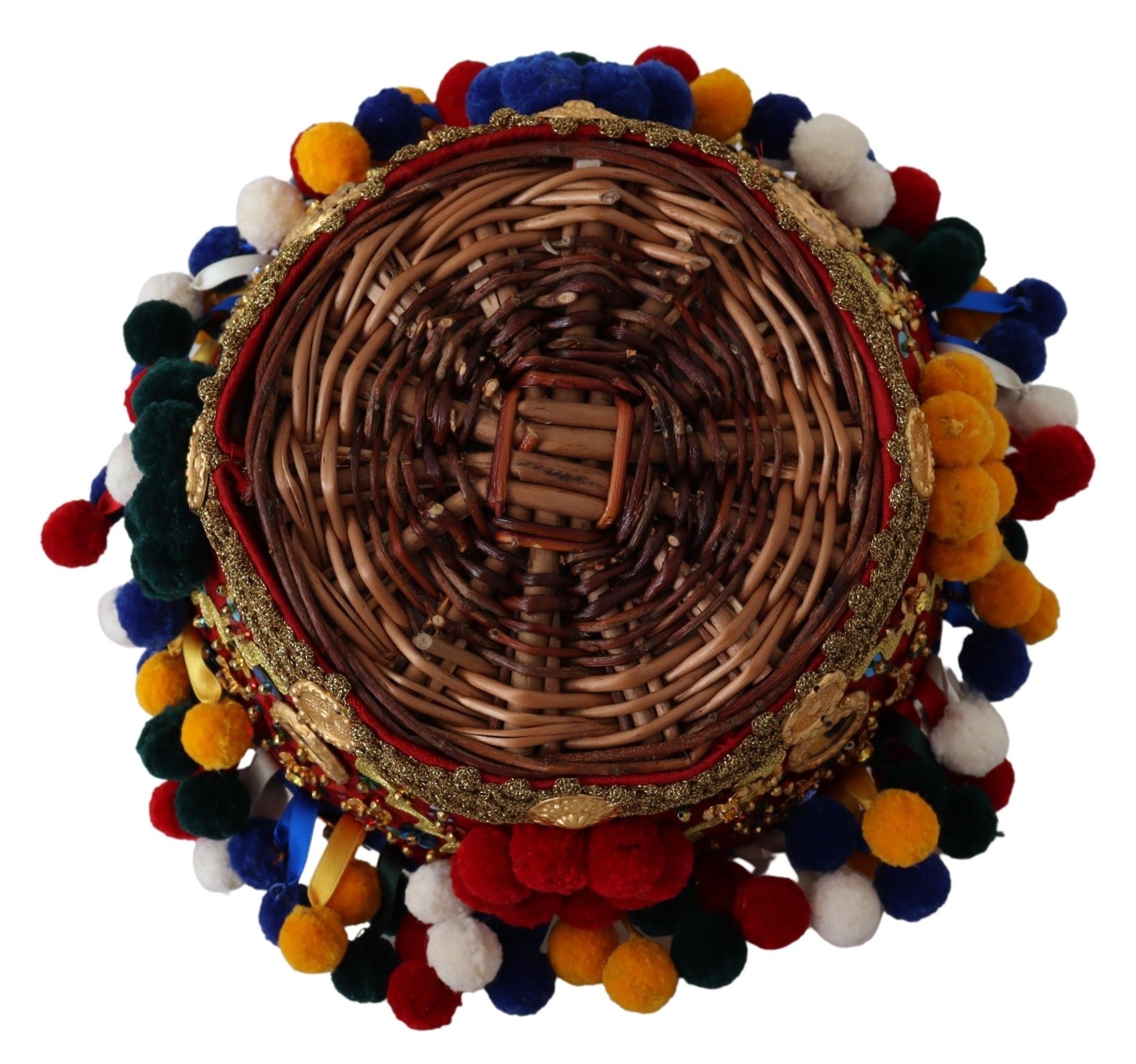 Dolce & Gabbana Multicolor Cotton Embellished Agnese Basket Tote Women's Bag