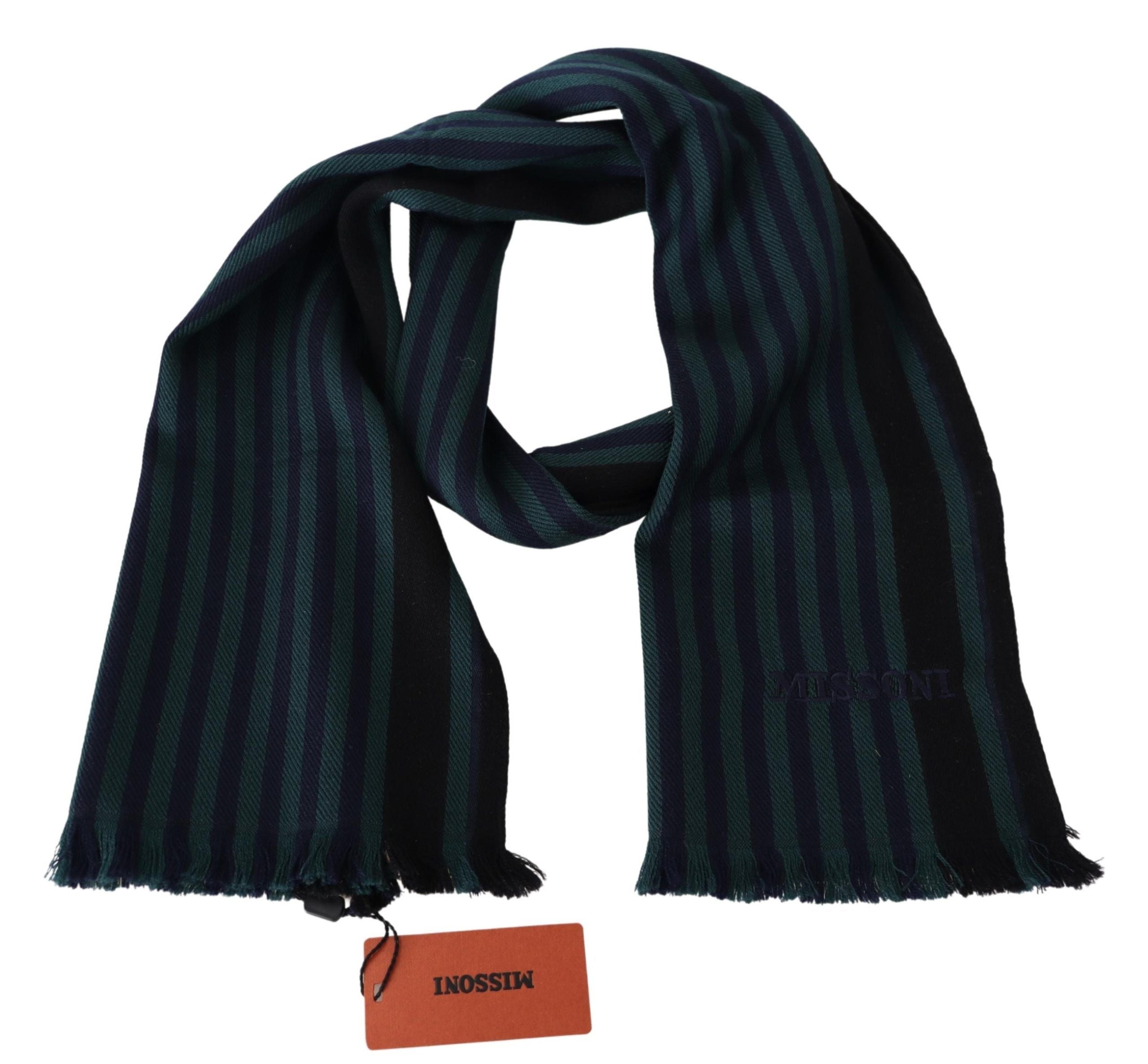 Missoni Elegant Multicolor Wool Scarf with Men's Fringes