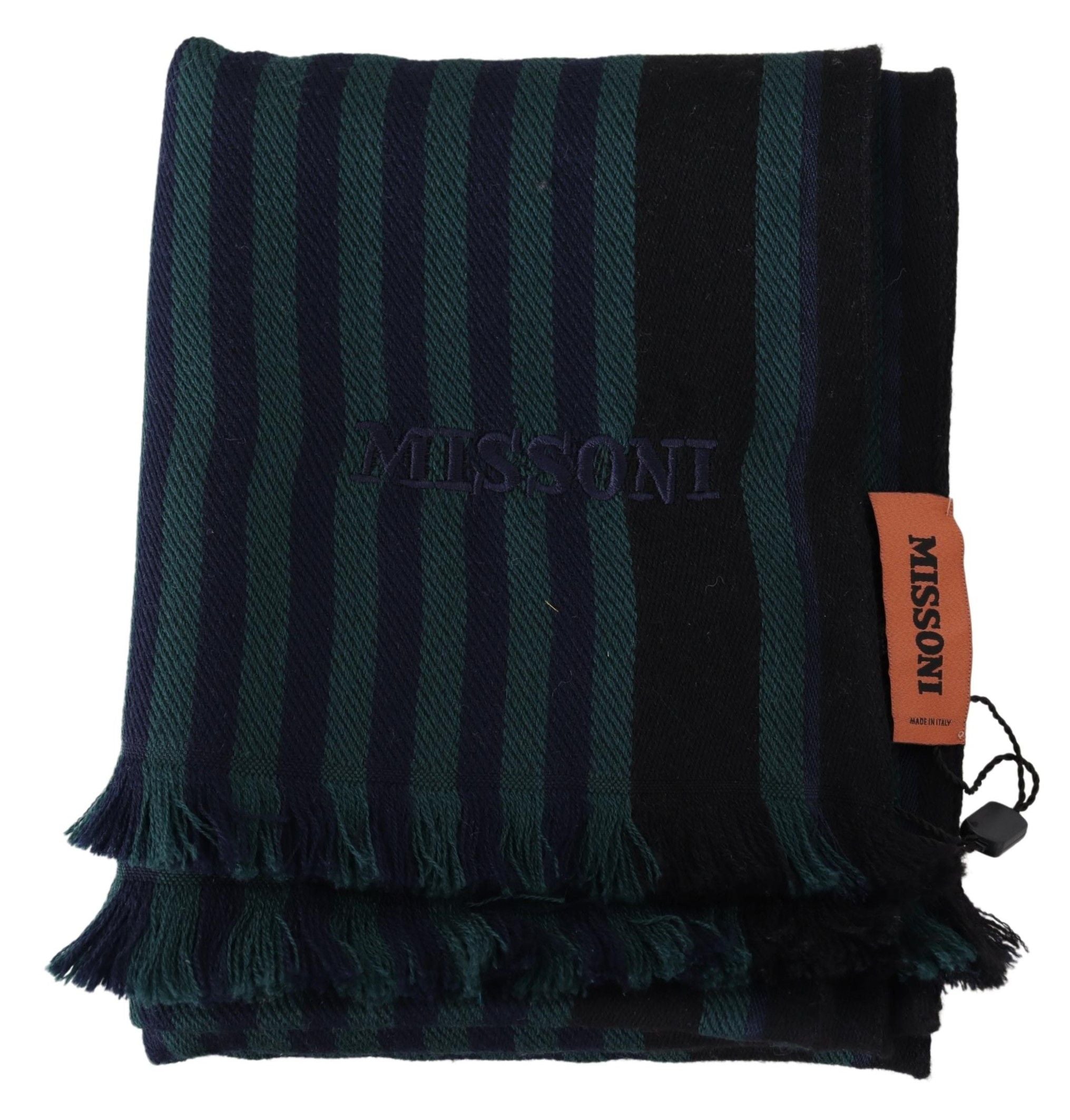 Missoni Elegant Multicolor Wool Scarf with Men's Fringes