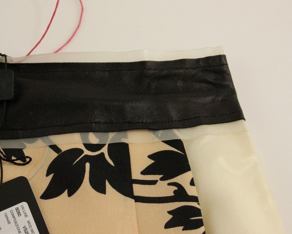 Caterina Gatta Beige Floral Print Silk Mini Women's Skirt