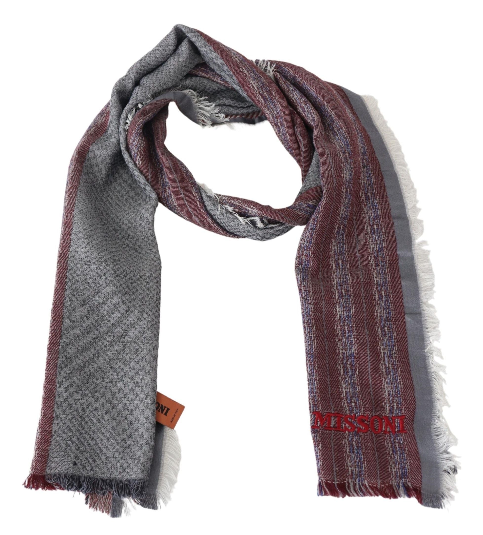 Missoni Multicolor Wool Striped Unisex Neck Wrap Shawl Men's Scarf