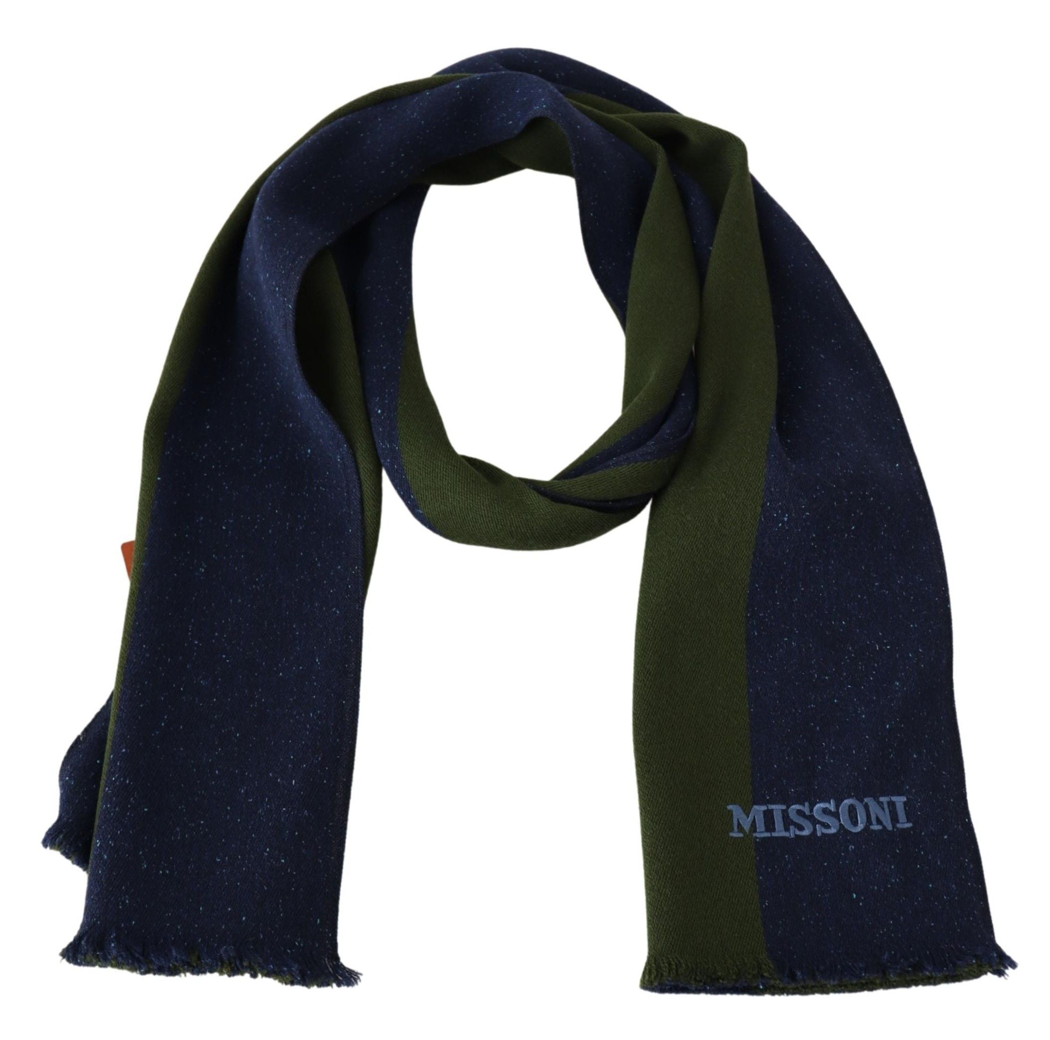 Missoni Men's Green Wool Unisex Neck Wrap Shawl Men's Blue
