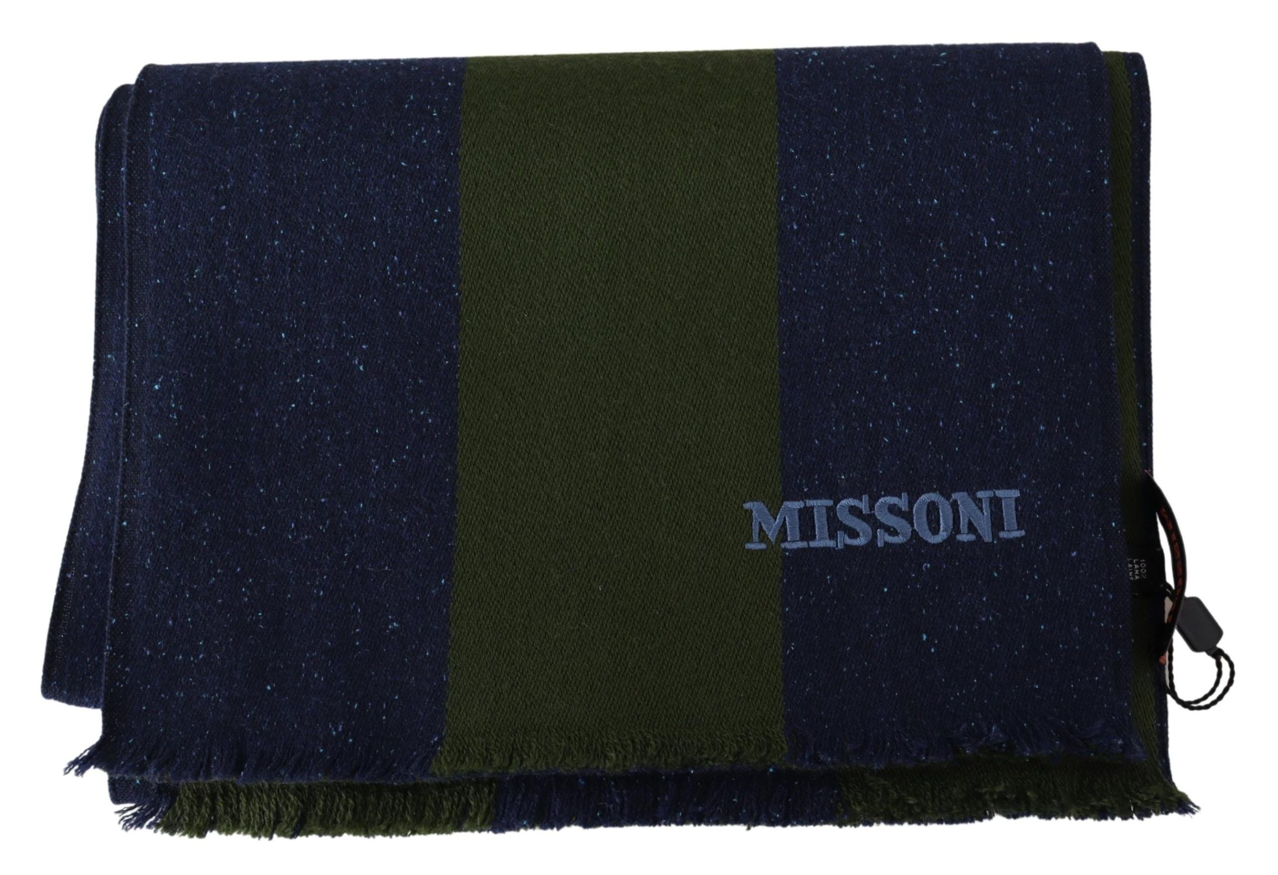 Missoni Men's Green Wool Unisex Neck Wrap Shawl Men's Blue