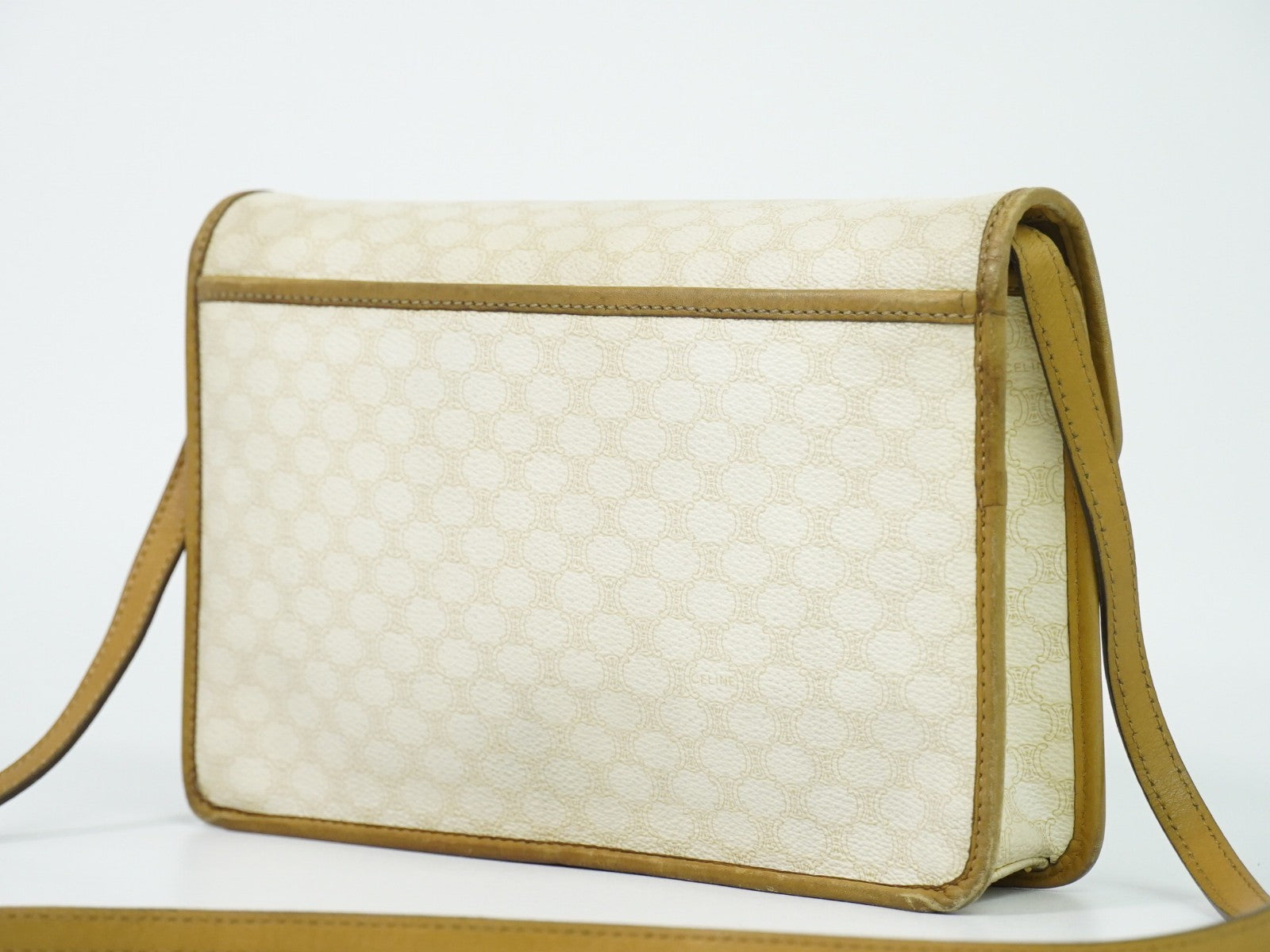 Celine Flap Shoulder Canvas Beige Canvas Shoulder Bag Bag (Pre-Owned)