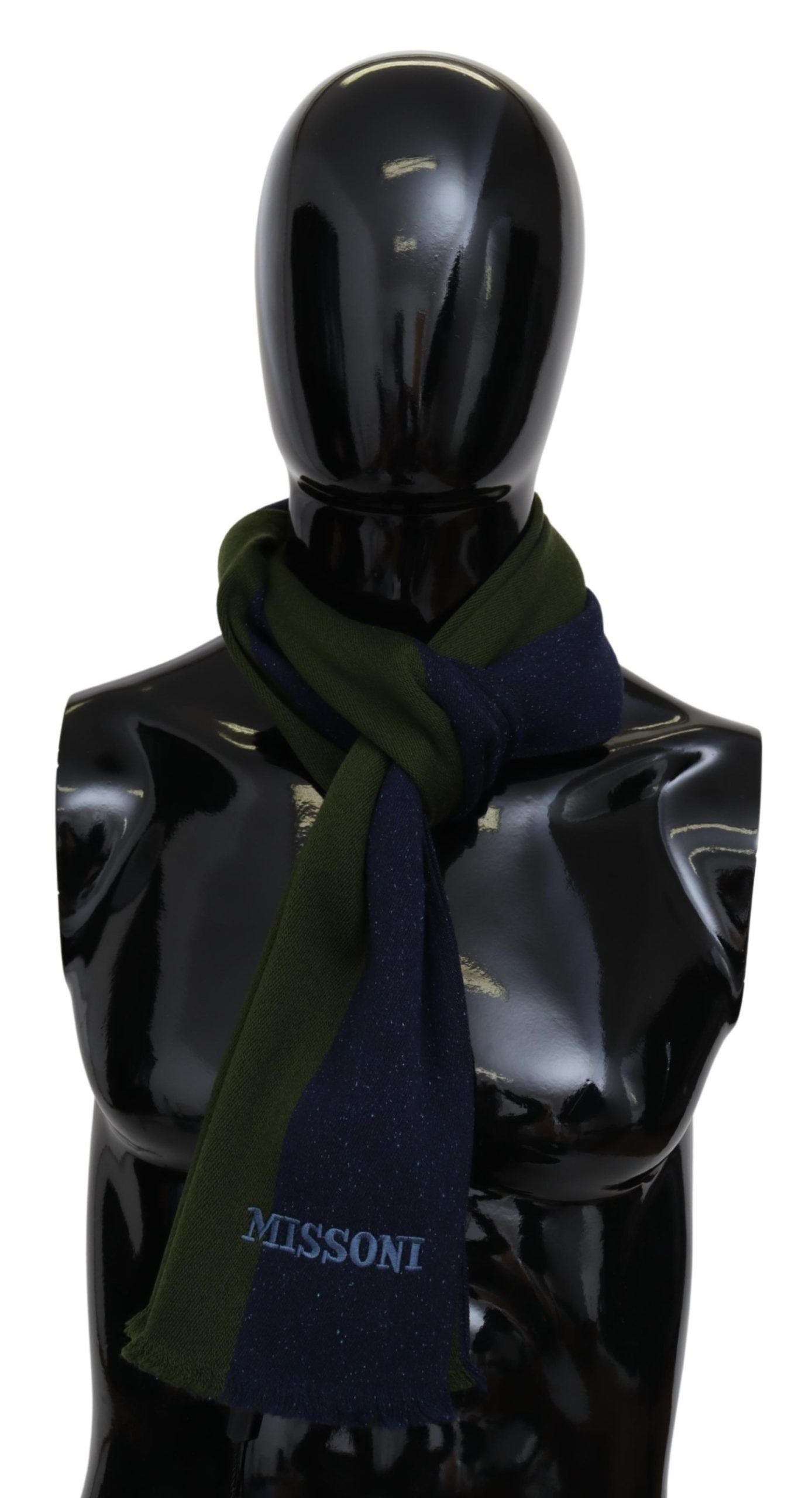 Missoni Men's Green Wool Unisex Neck Wrap Shawl Men's Blue