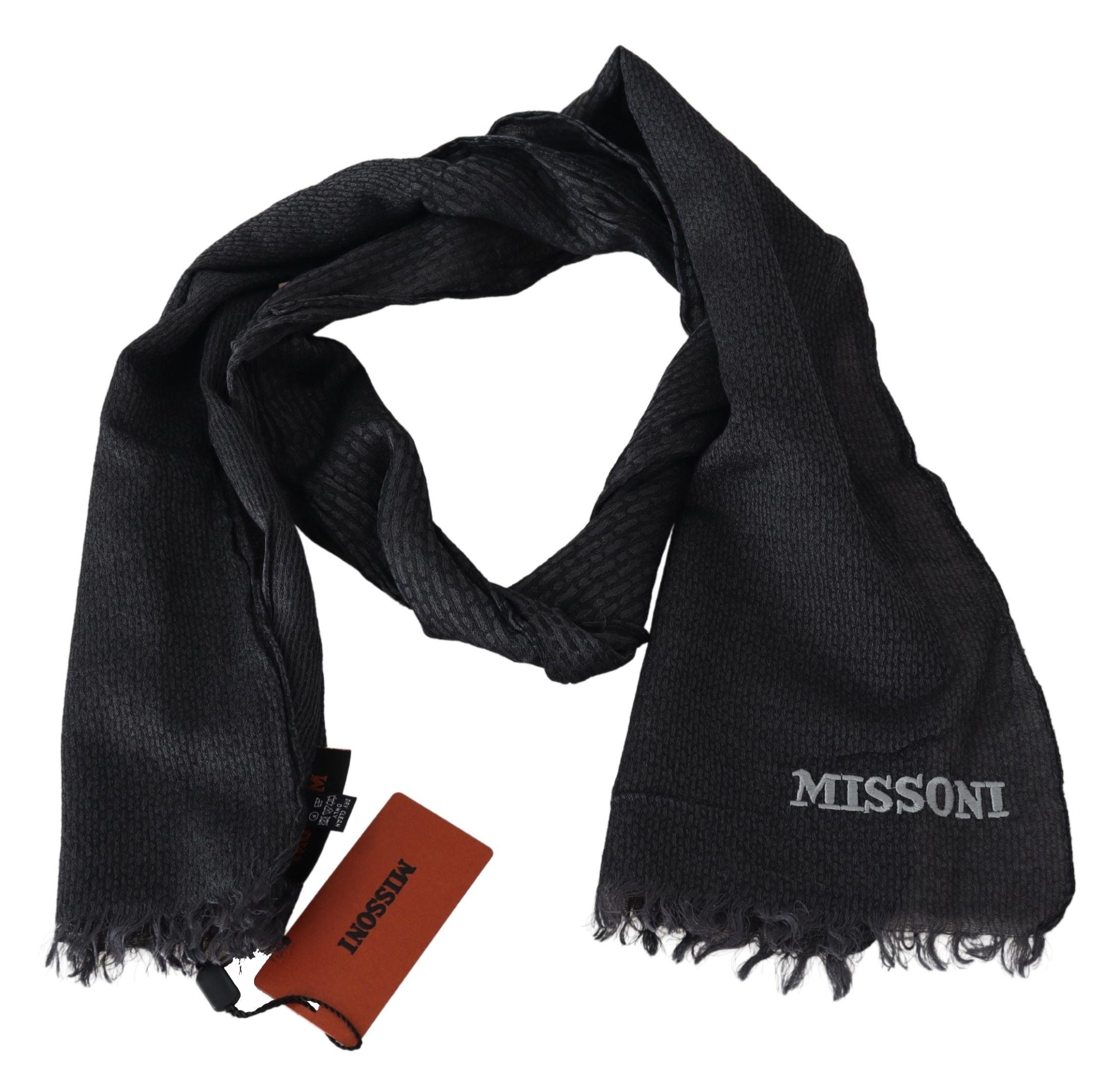 Missoni Black Wool Knit Unisex Neck Wrap Men's Scarf