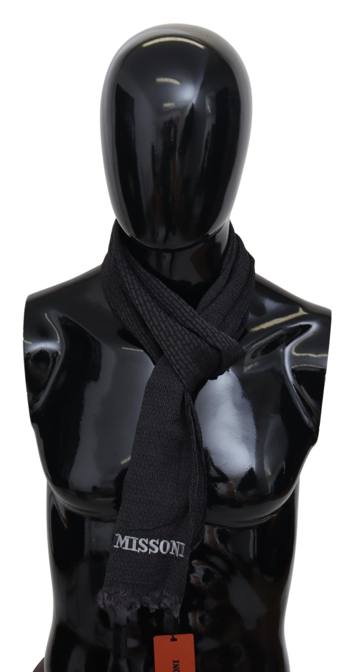 Missoni Black Wool Knit Unisex Neck Wrap Men's Scarf