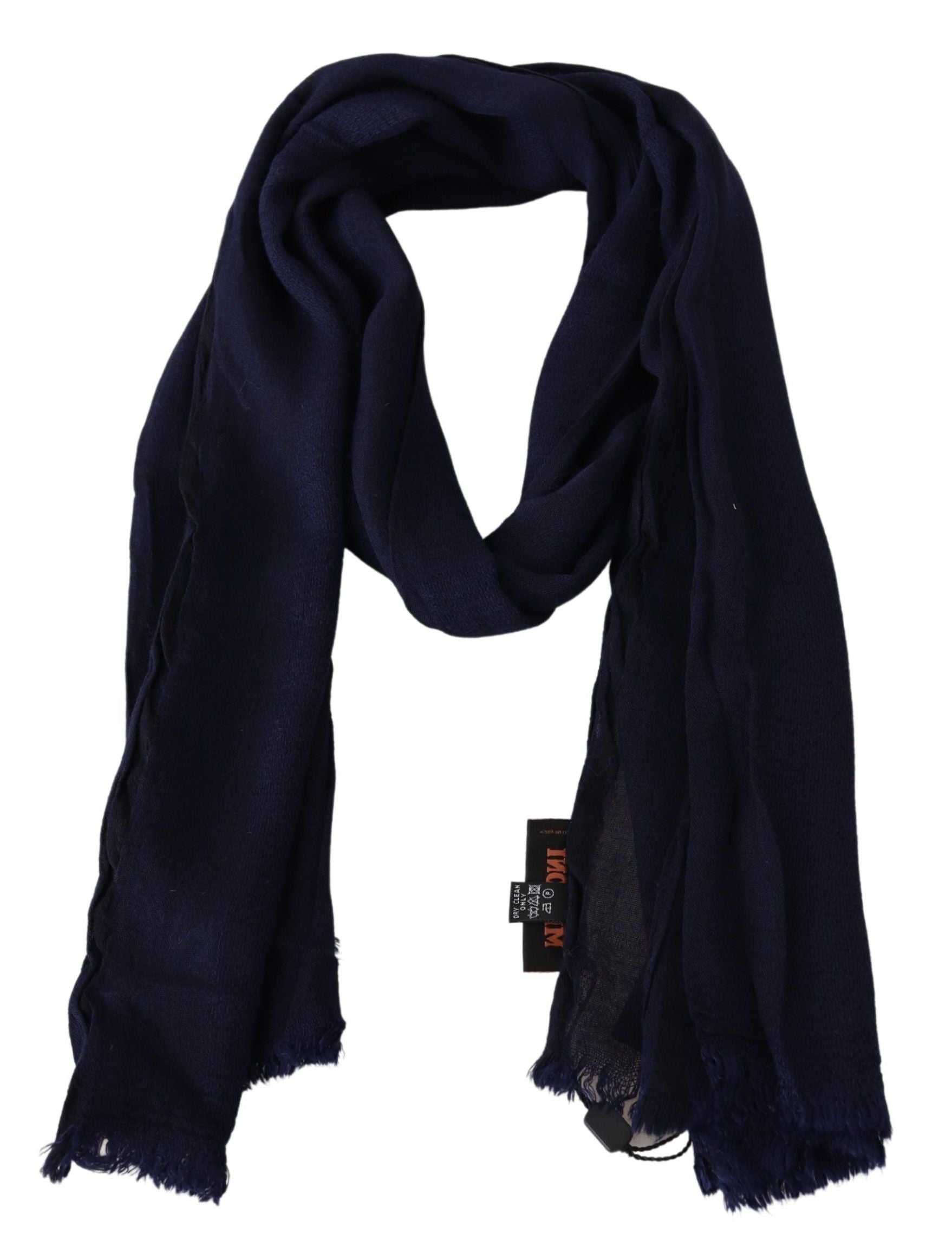 Missoni Elegant Blue Wool Scarf with Embroidered Men's Logo