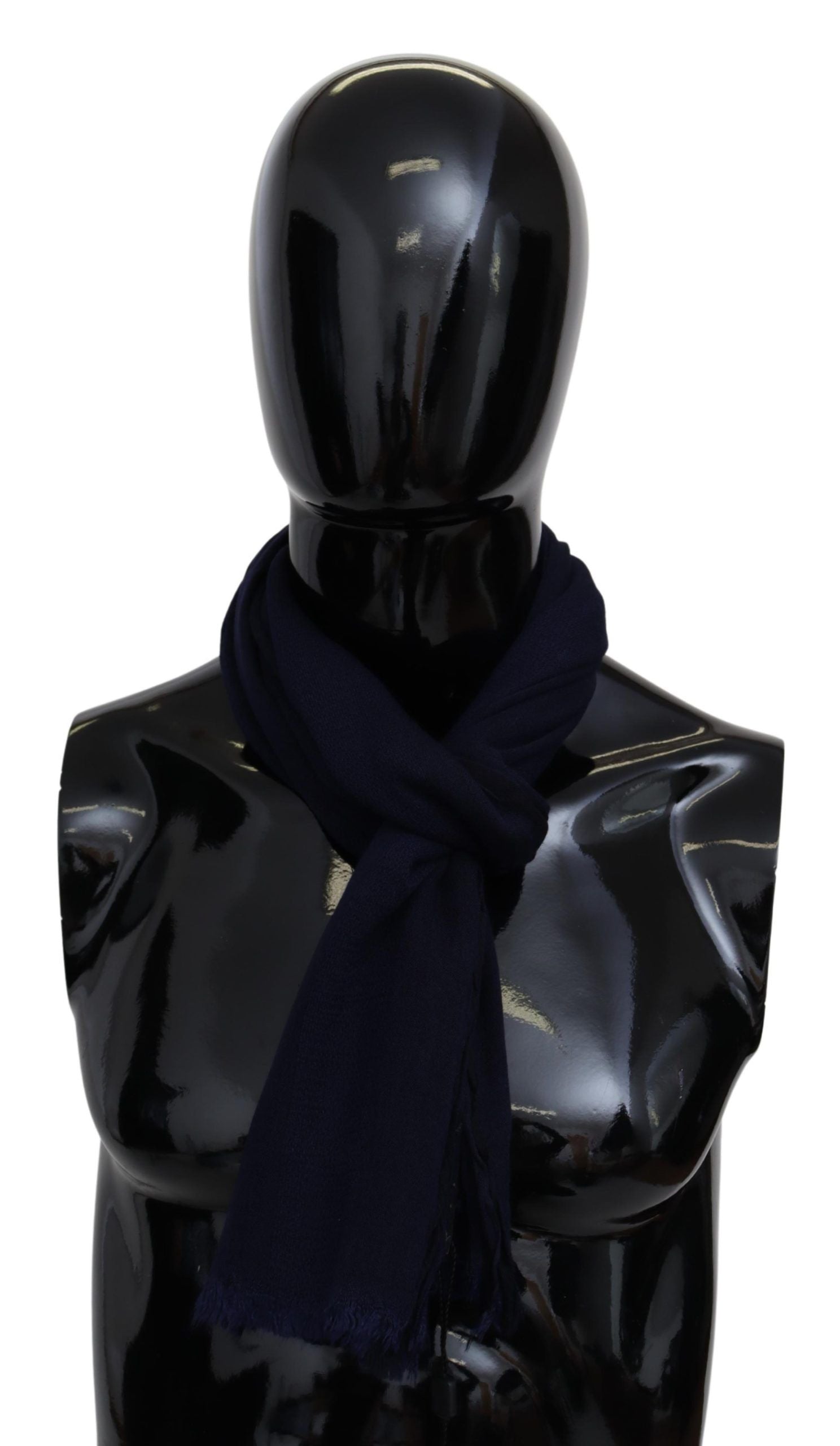 Missoni Elegant Blue Wool Scarf with Embroidered Men's Logo