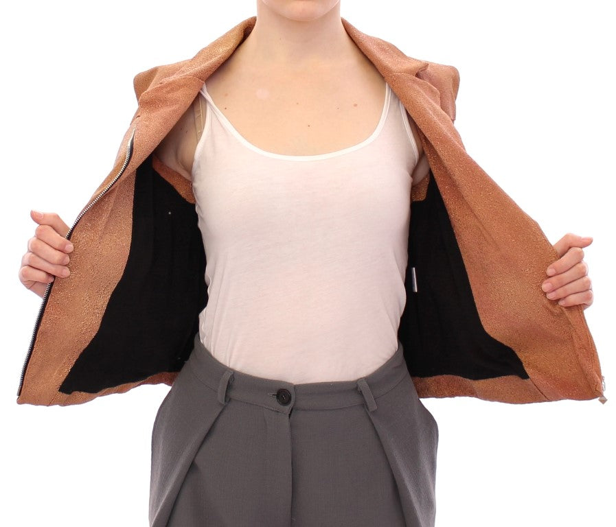 La Maison du Couturier Sleeveless Leather Couture Vest in Rich Women's Brown