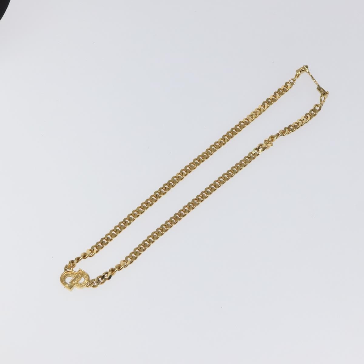 Christian Dior Cd Pendant Metal And Crystals Gold Metal Necklace Jewelry (Pre-Owned)