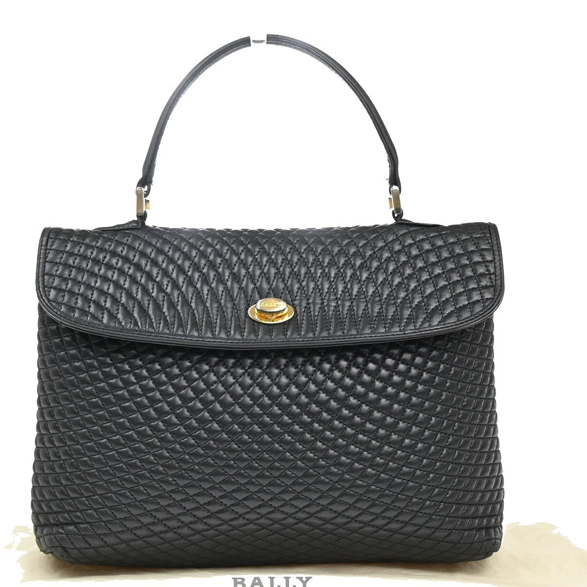 Bally Vintage Quilted Leather Black Leather Handbag (Pre-Owned)