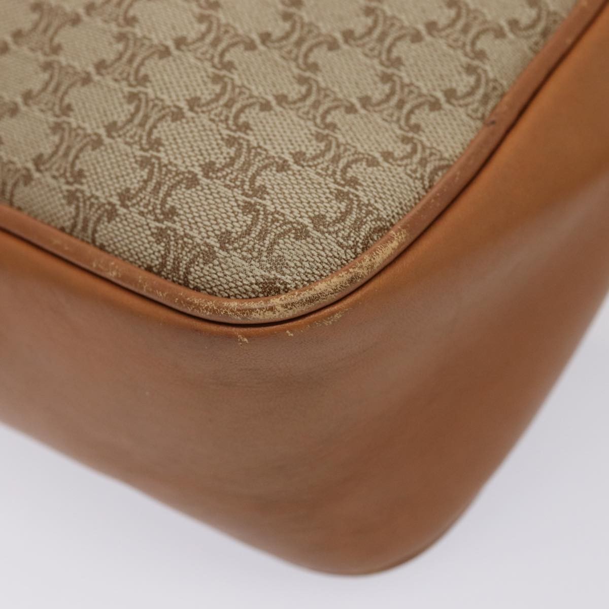 Celine Vintage Macadam Canvas And Leather Beige Canvas Shoulder Bag Bag (Pre-Owned)