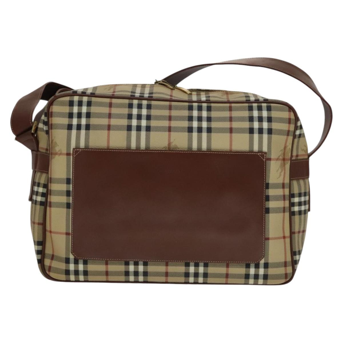 Burberry Haymarket Beige Canvas Shoulder Bag (Pre-Owned)