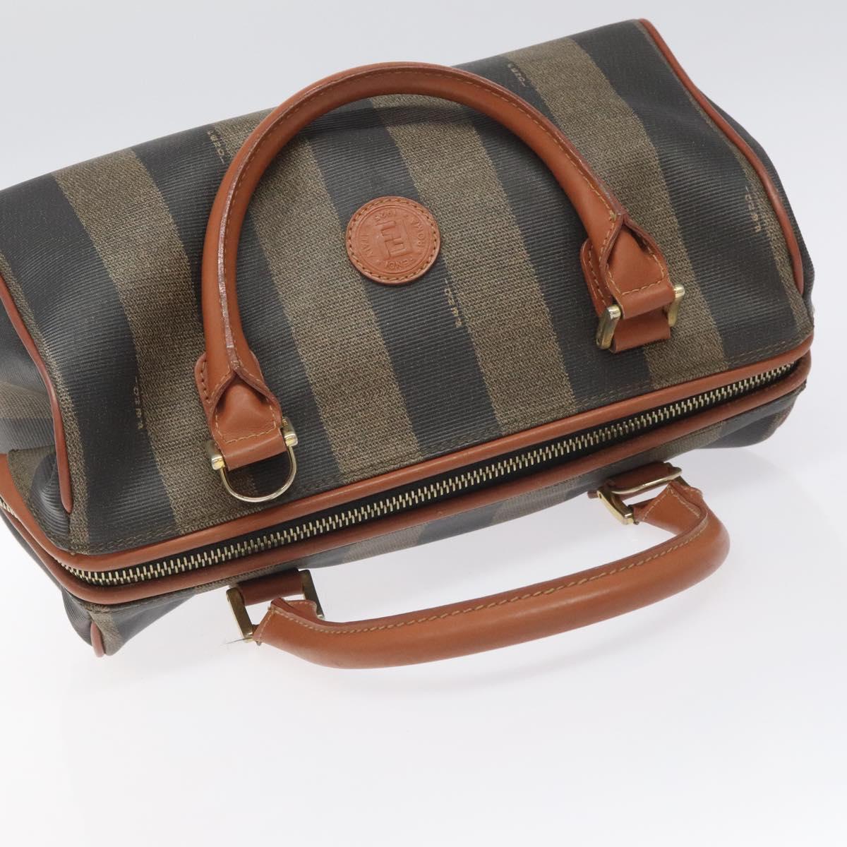 Fendi Pequin Brown Canvas Handbag (Pre-Owned)