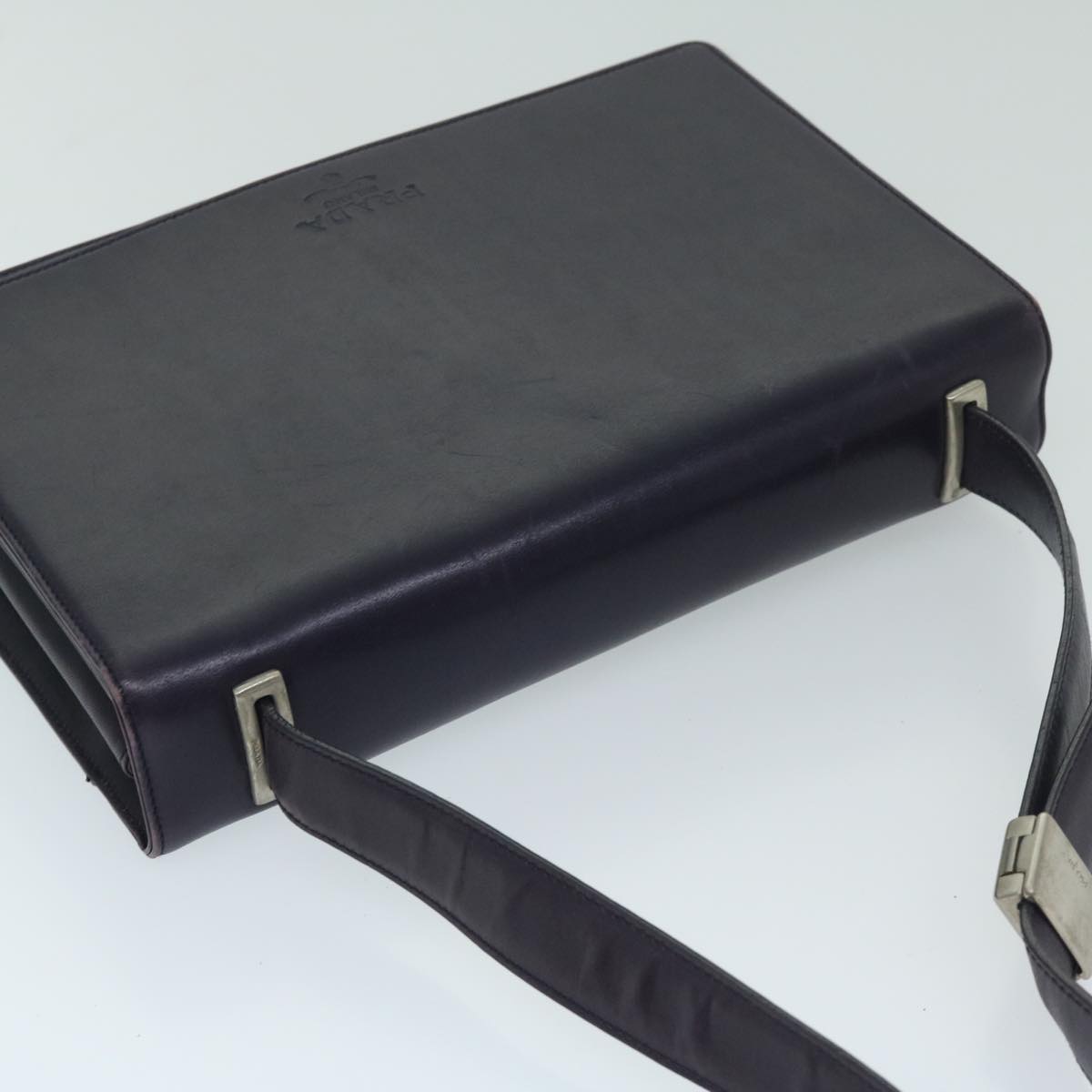Prada Diagramme Black Leather Shoulder Bag (Pre-Owned)