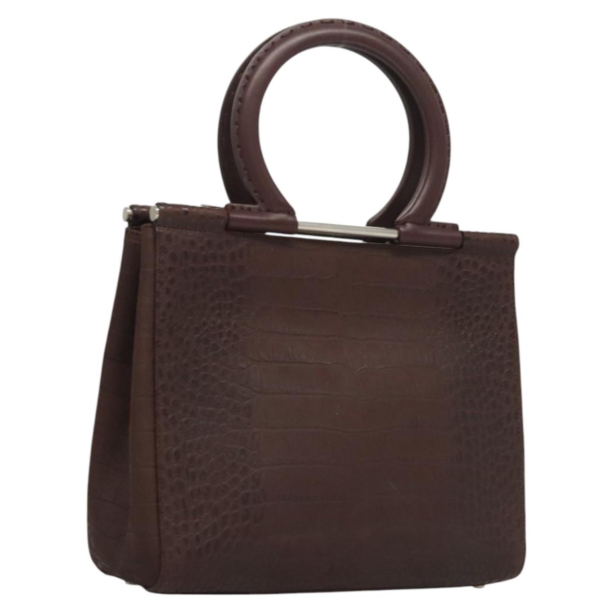 Salvatore Ferragamo Iconic Top Handle Brown Leather Handbag (Pre-Owned)