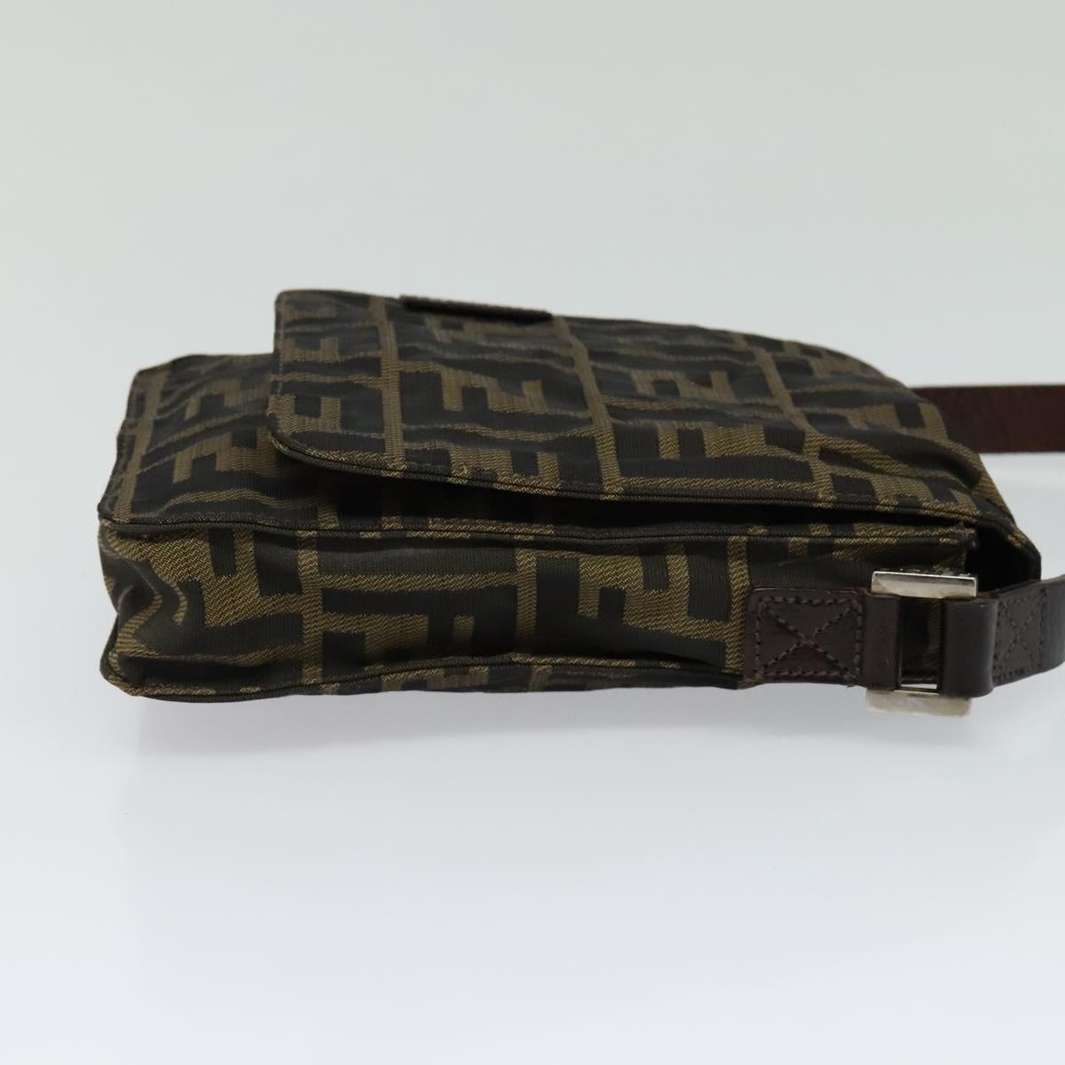Fendi Zucca Brown Canvas Shoulder Bag (Pre-Owned)