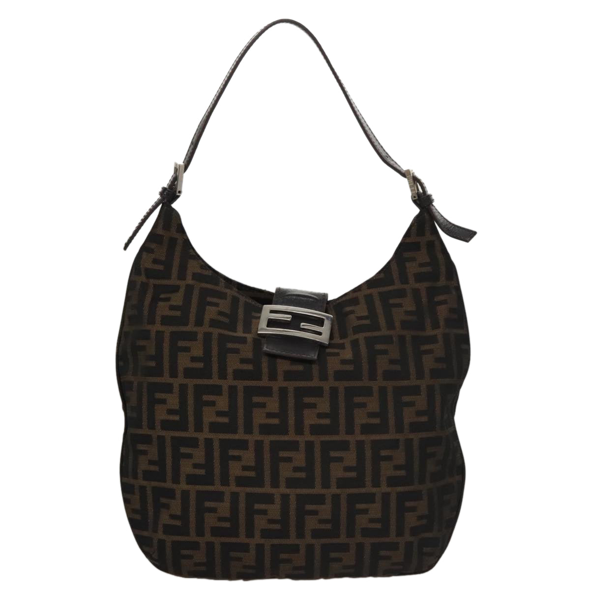 Fendi Zucca Brown Canvas Shoulder Bag (Pre-Owned)