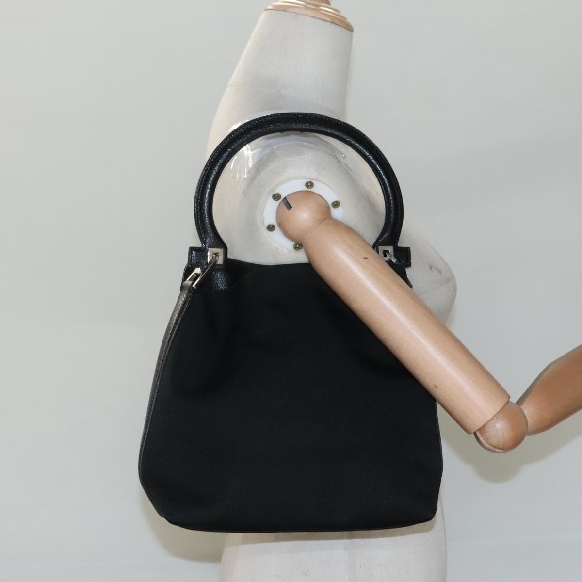 Salvatore Ferragamo Gancini Black Canvas Handbag (Pre-Owned)