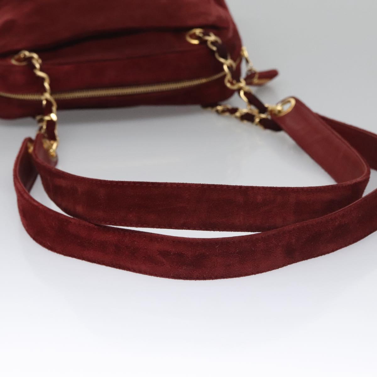 Chanel Triple Coco Red Suede Shoulder Bag (Pre-Owned)