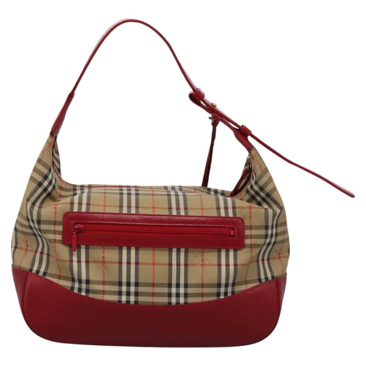Burberry Nova Check Beige Canvas Shoulder Bag (Pre-Owned)
