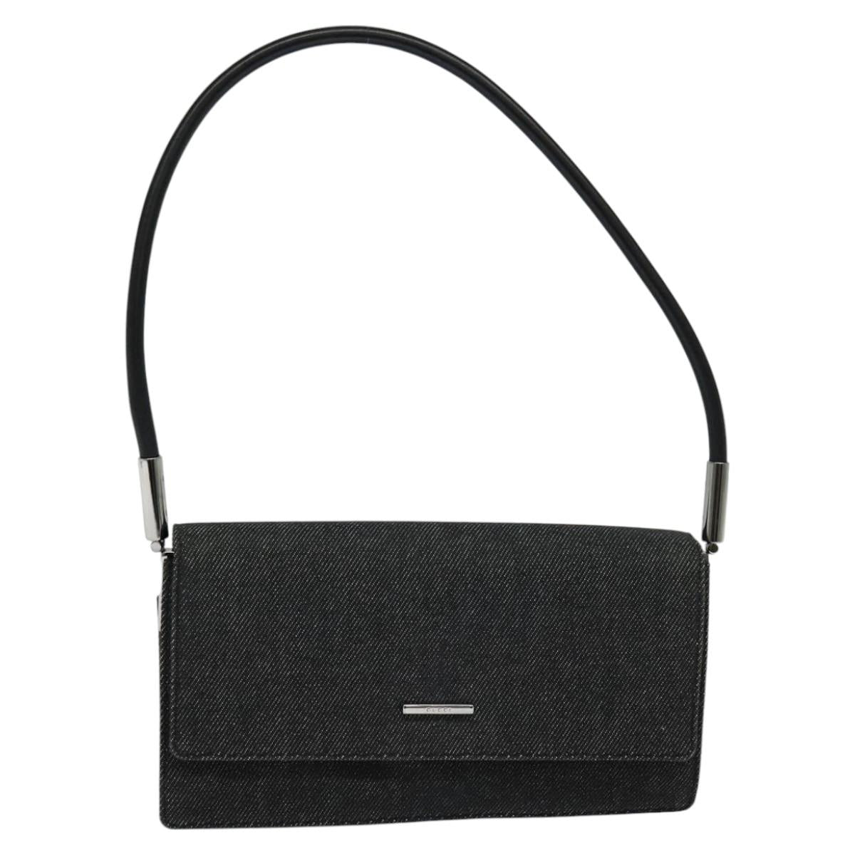 Gucci Gg Denim Black Canvas Shoulder Bag (Pre-Owned)