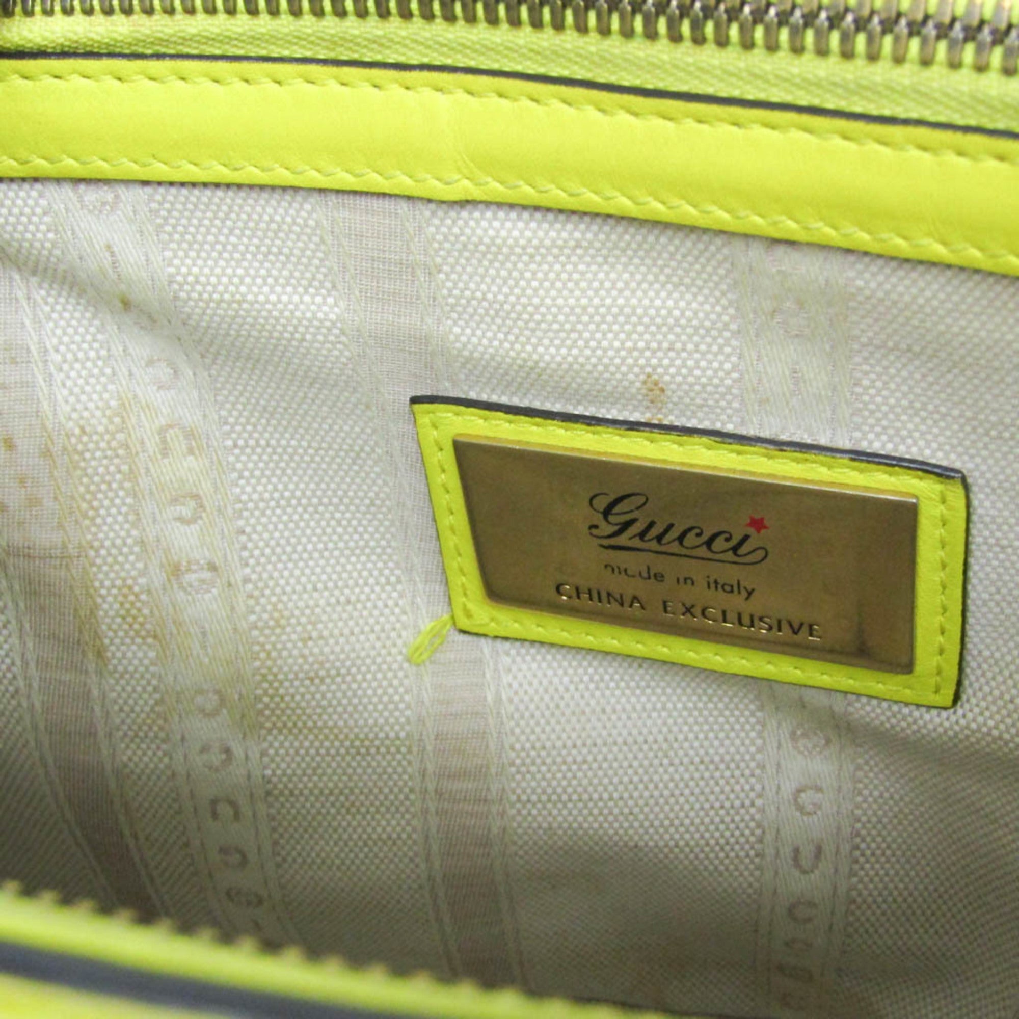 Gucci Bright Bit Convertible Tote Patent Leather Yellow Patent_Leather Handbag (Pre-Owned)