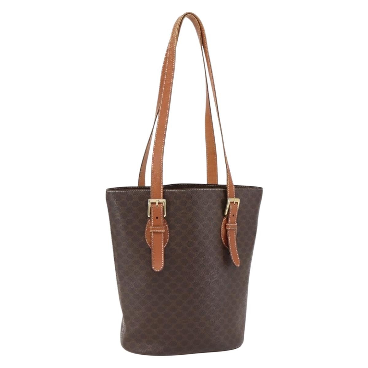 Celine Vintage Macadam Shopper Coated Canvas Brown Canvas Tote Bag Bag (Pre-Owned)