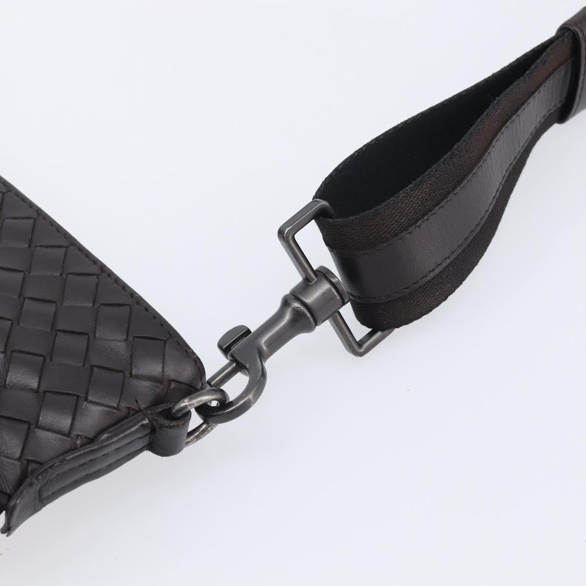 Bottega Veneta Flat Messenger Intrecciato Nappa Black Leather Handbag (Pre-Owned)