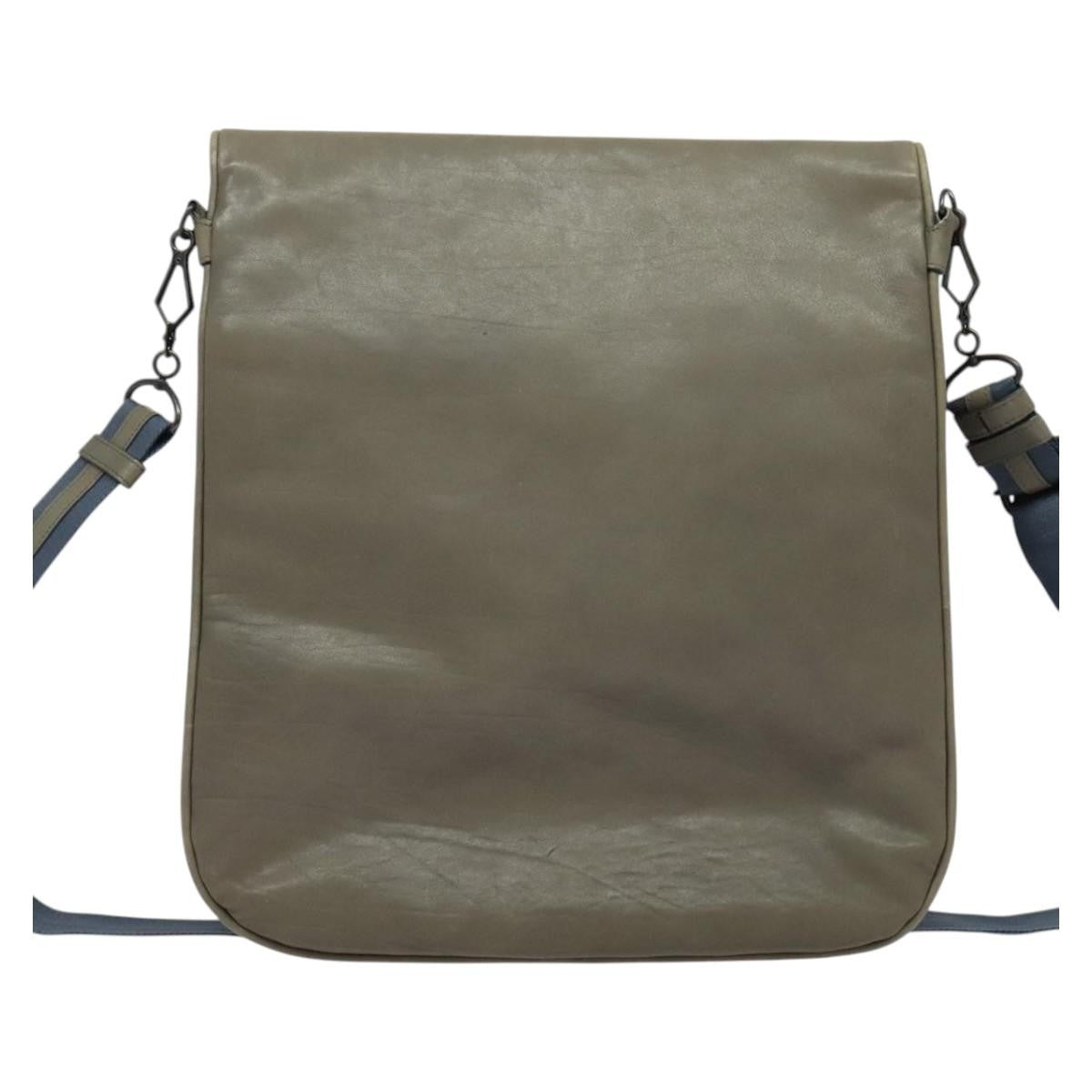 Bottega Veneta Vintage Flap Intrecciato Leather Gray Leather Shoulder Bag Bag (Pre-Owned)