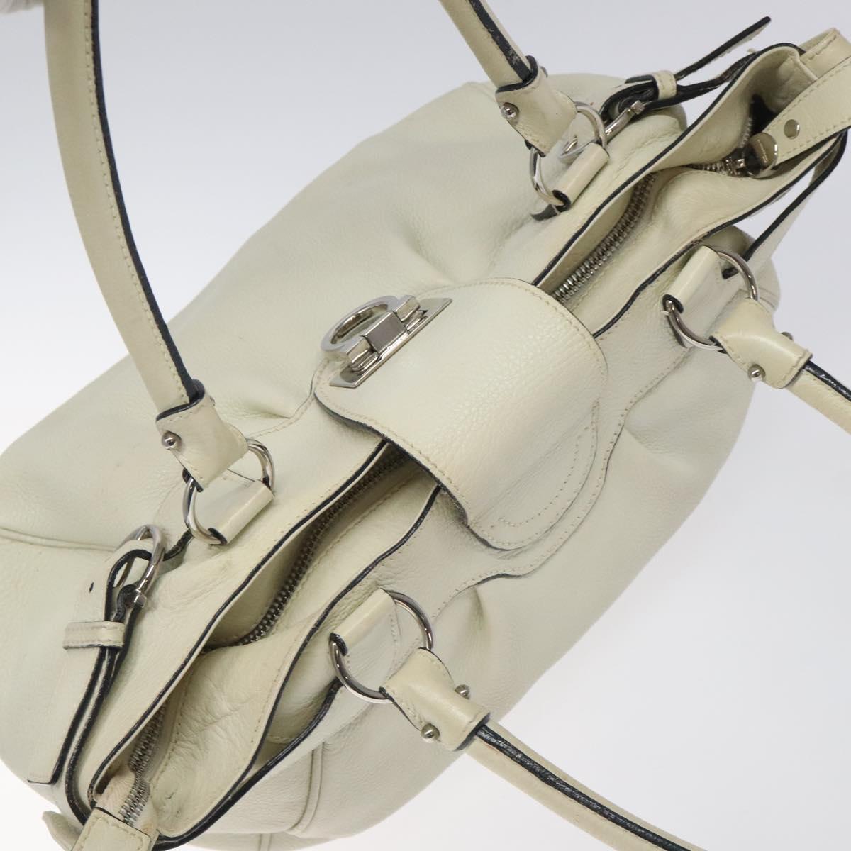 Salvatore Ferragamo Gancini White Leather Tote Bag (Pre-Owned)