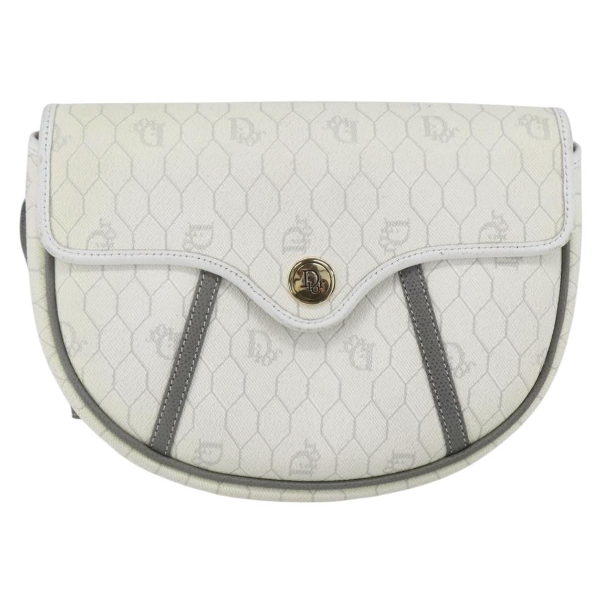 Christian Dior Vintage Honeycomb Flap Coated Canvas White Canvas Shoulder Bag Bag (Pre-Owned)