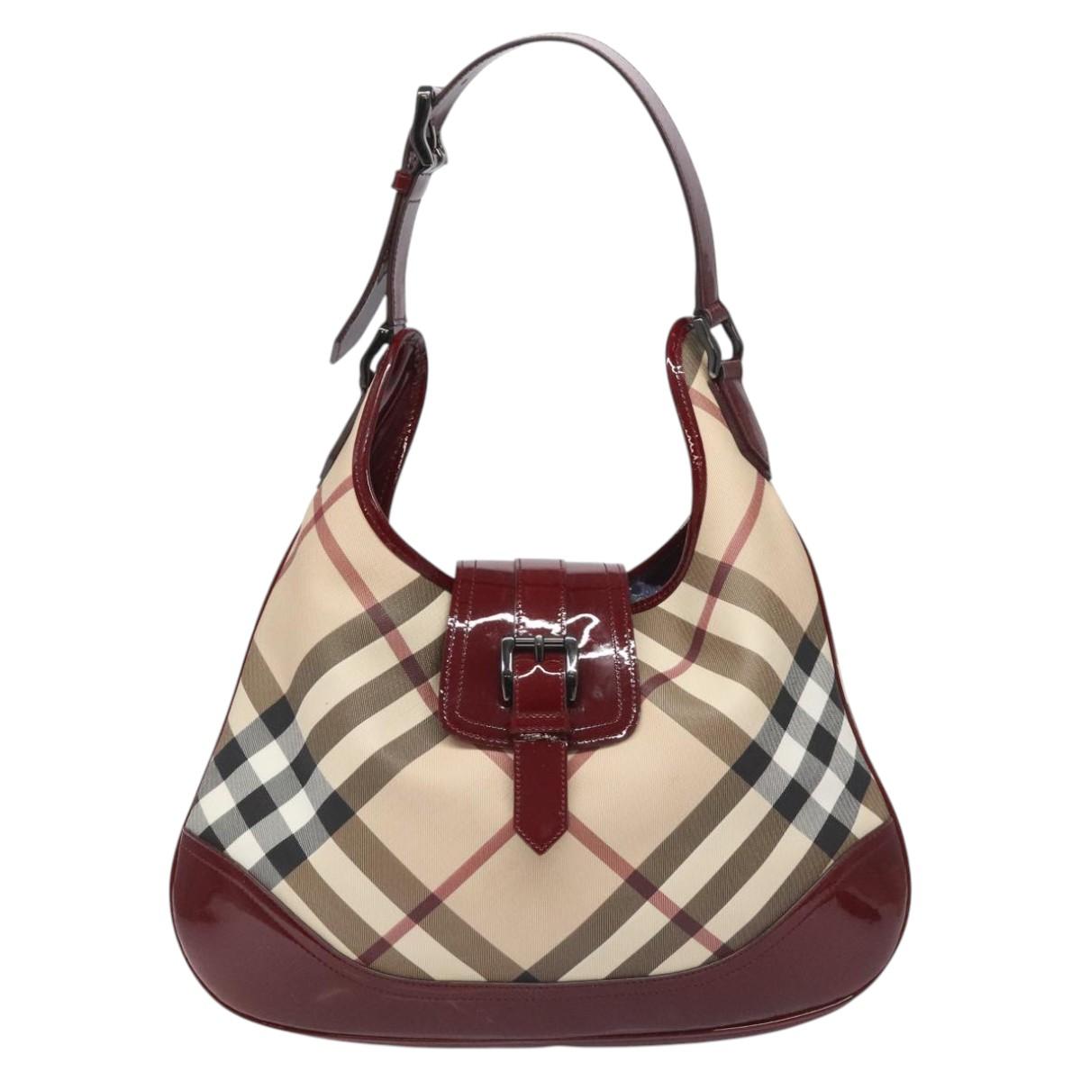Burberry Nova Check Beige Canvas Shoulder Bag (Pre-Owned)