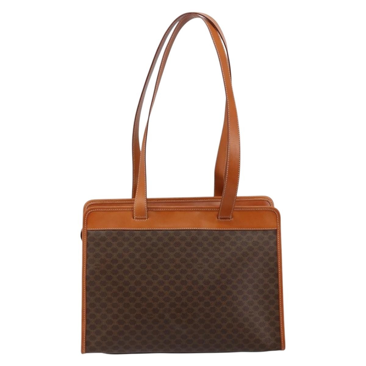 Celine Vintage Macadam Canvas And Leather Brown Canvas Tote Bag Bag (Pre-Owned)